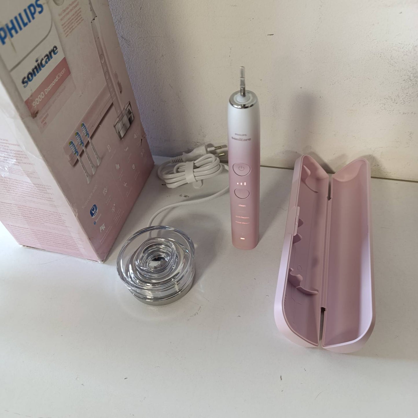 274854 - PHILIPS SONICARE DIAMONDCLEAN 9000, Furçë Dhëmbësh Elektrike, 4 Koka Furçe C3, Rozë, HX9911/79
