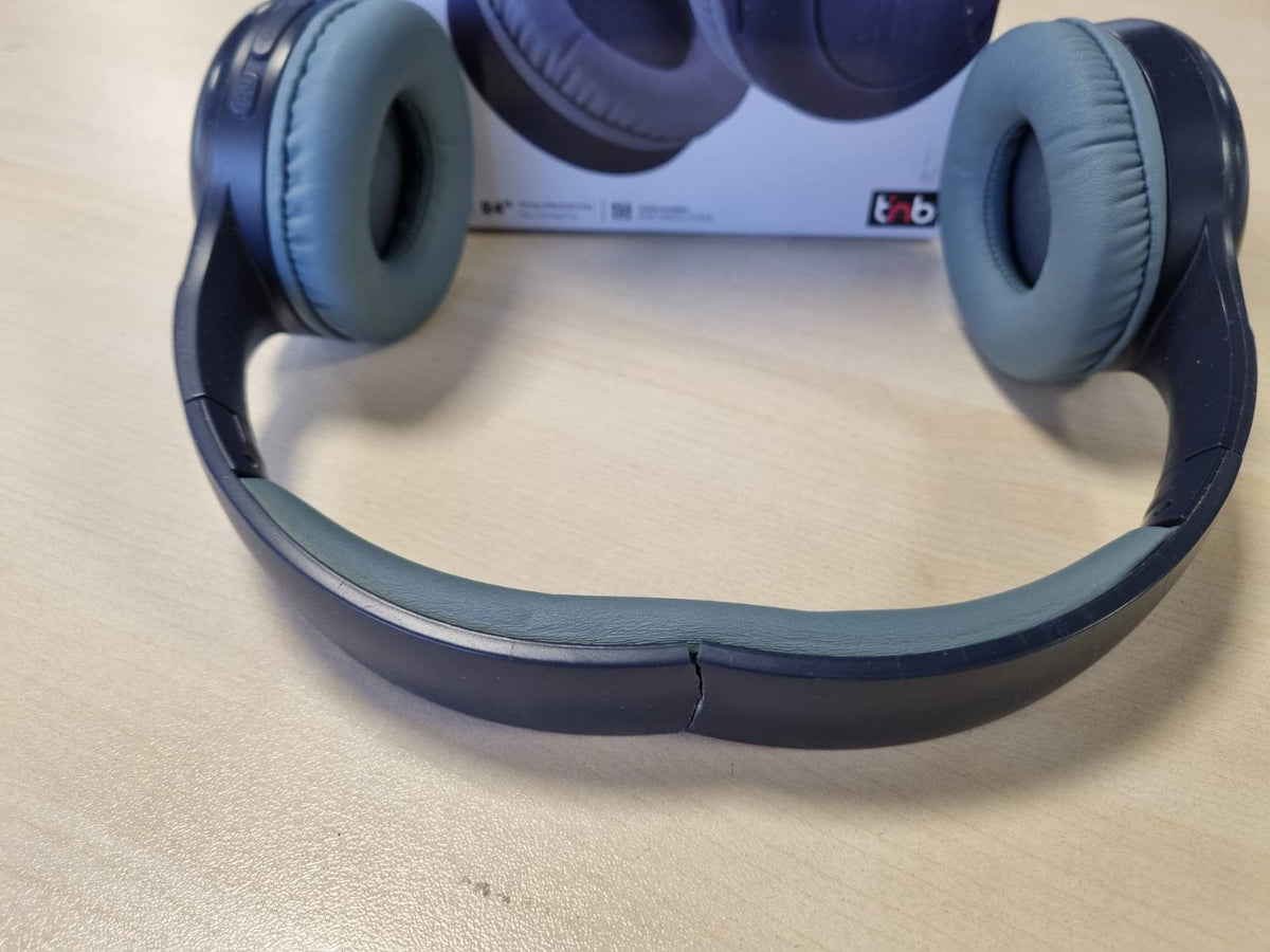 320224 - T'N'B Kufje Bluetooth pa tel, rehatshme në vesh, mbrojtëse veshësh prej shkume, mikrofon i integruar, shirit koke i rregullueshëm, jetëgjatësi baterie 24-orëshe, të lehta dhe të palosshme - blu