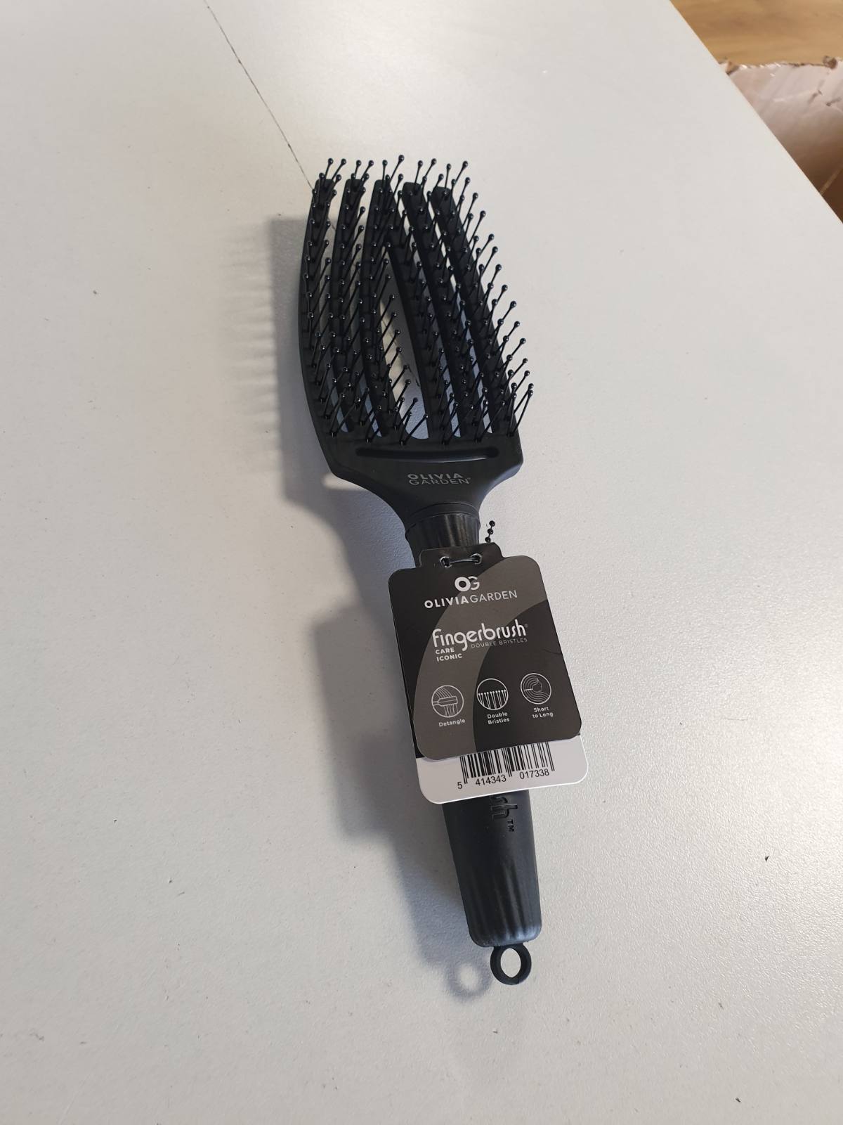 317870 - OLIVIA GARDEN - Furçë flokësh Fingerbrush Care Iconic - Mesatare - E zezë - Furçë për zbërthim me fije najloni