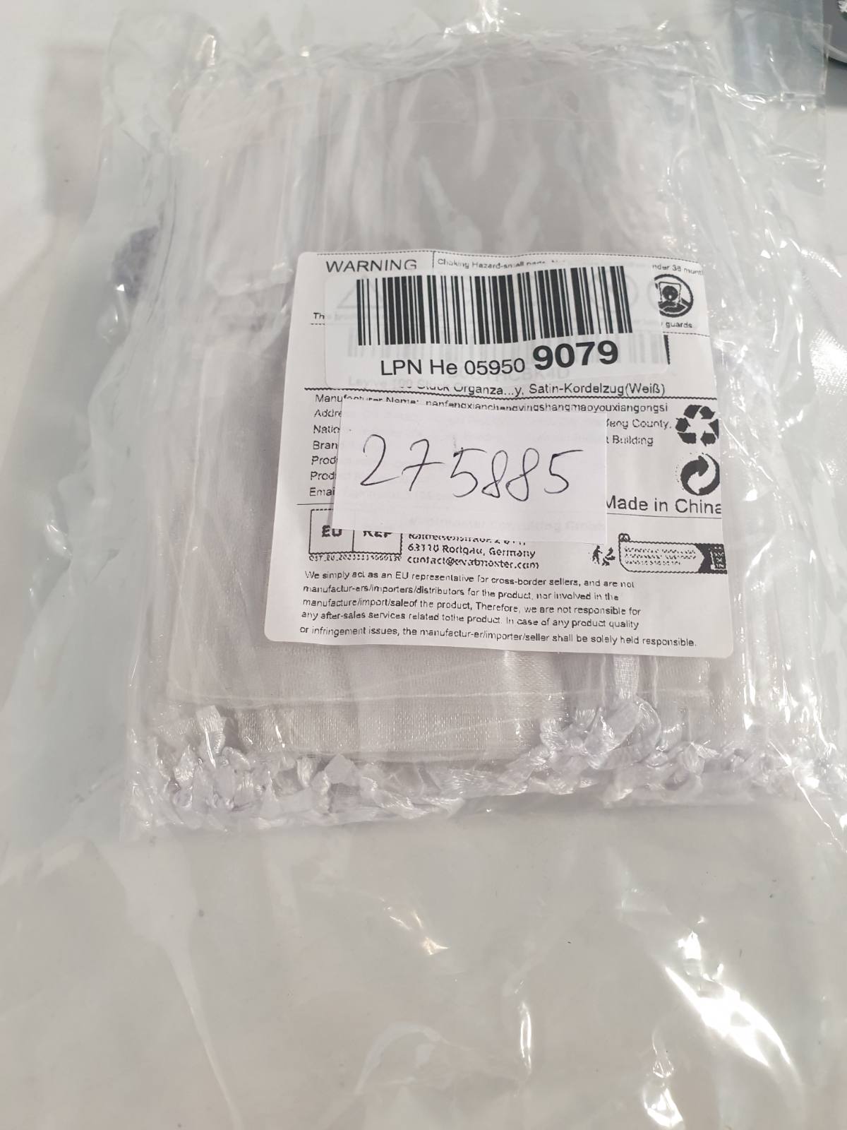 275885 - LEYLVE 100 Qese Organze, 7 x 9 cm, Qese Dhuratash, Qese Bizhuterish, Qese Dasmash, Qese Livandoje, Kordon Sateni (i Bardhë)