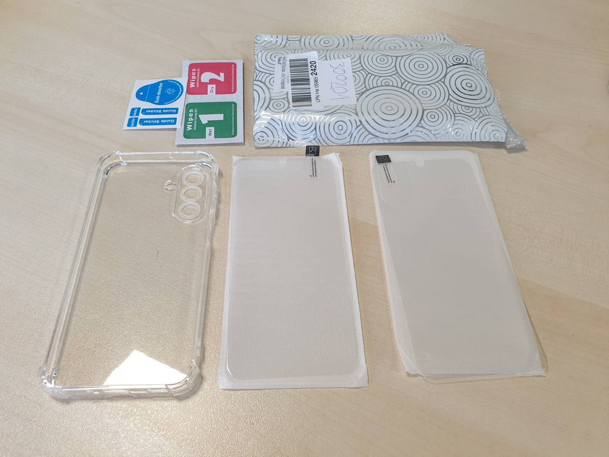 300201 - NEW&TECK Mbështjellëse për Xiaomi Redmi 15C + 2 mbrojtëse ekrani prej qelqi të temperuar, mbulesë transparente prej silikoni TPU, parakolp me cepa të përforcuar (transparente)