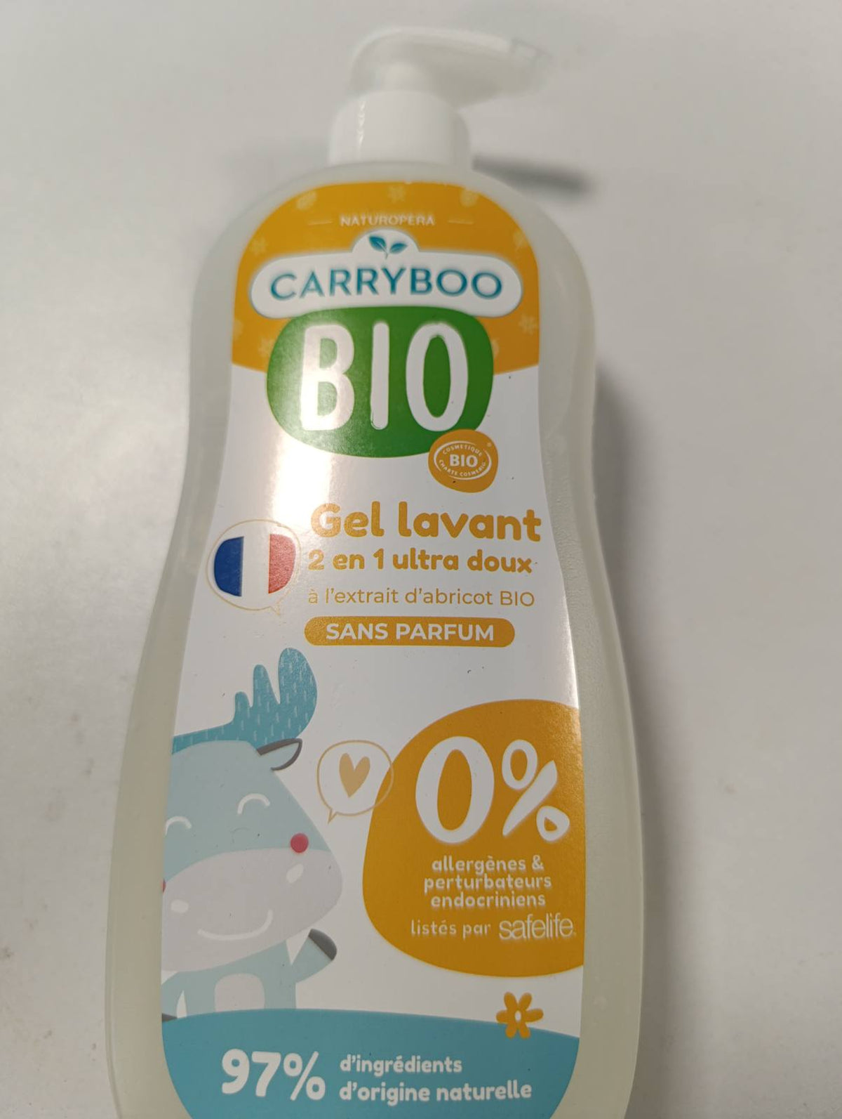 301387 - CARRYBOO Xhel Pastrues 2 në 1 - 500ml - Ultra i butë me Ekstrakt Organik Kajsie - Shishe me Pompë