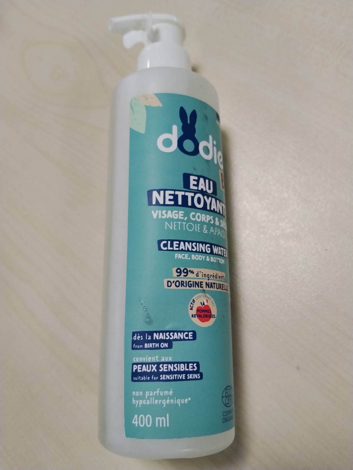 301215 - DODIE Ujë Pastrues Organik për Fytyrën, Trupin dhe Poshtën 400 ml