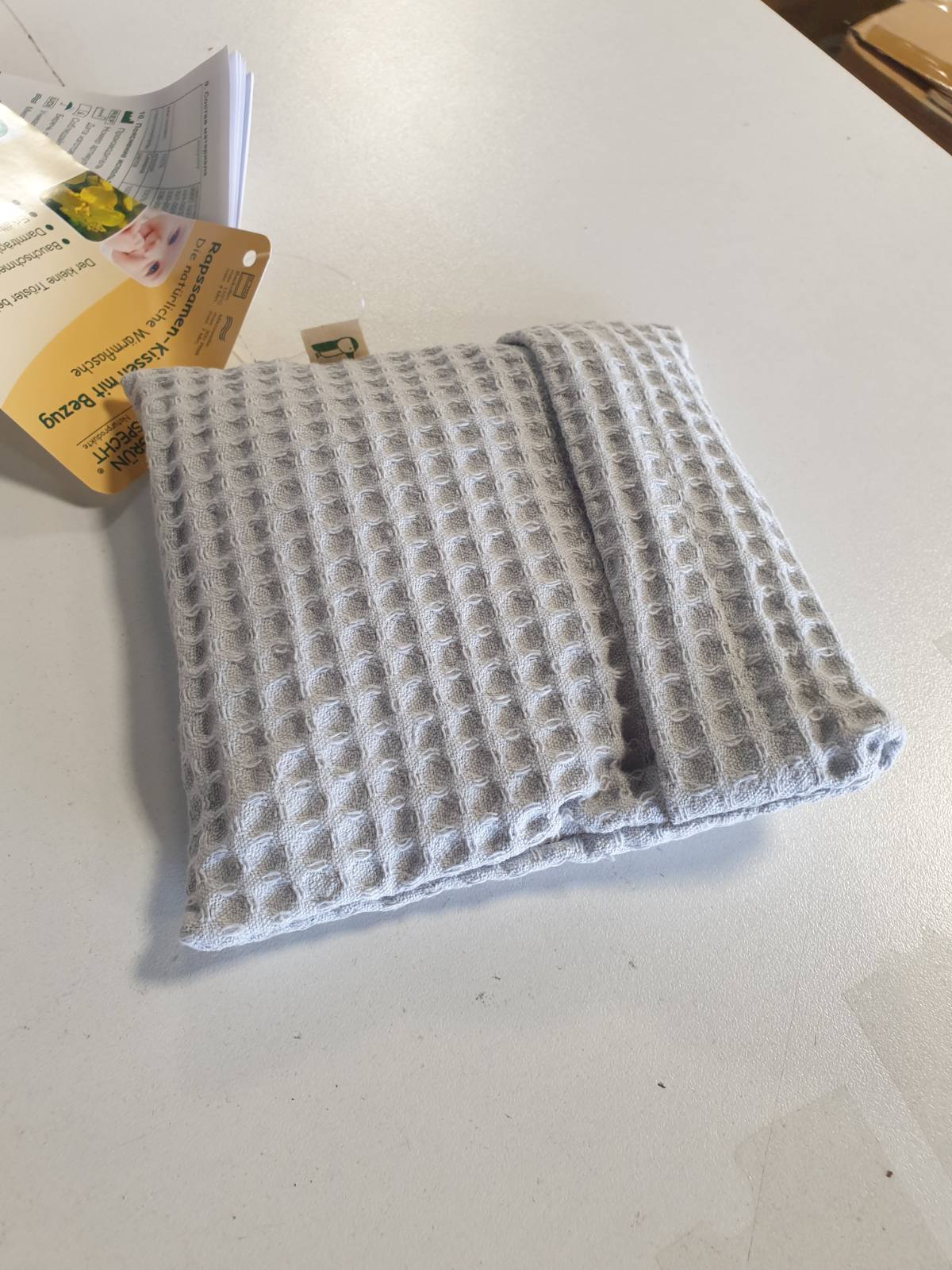 289210 - GRÜNSPECT Jastëk me mbulesë të lahet, Jastëk i ngrohshëm për foshnje dhe fëmijë, për gazra dhe dhimbje stomaku, Waffle Piqué, Gri (376-V1)