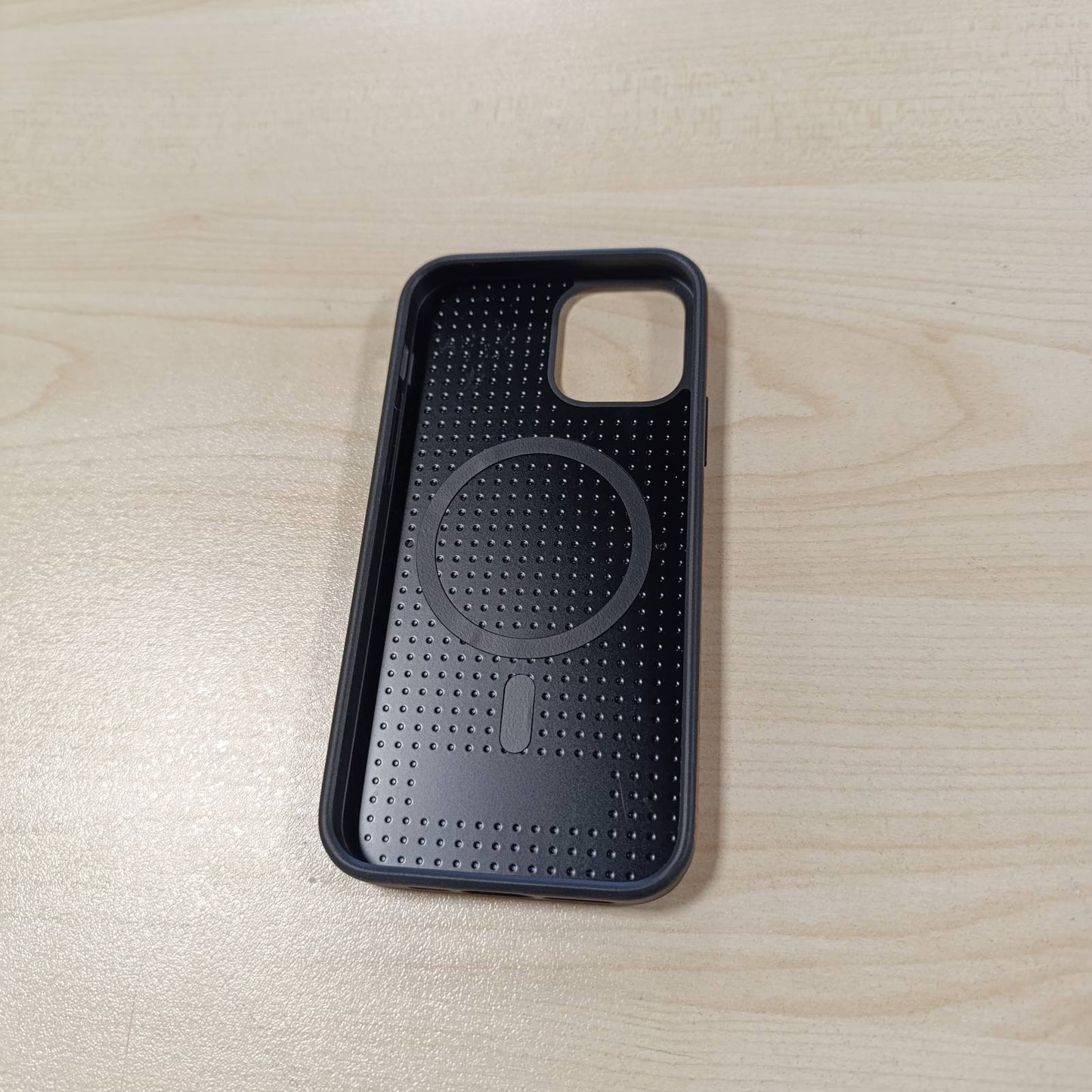 269042 - ZZDZZ - Mbështjellëse Magnetike për iPhone 12 Pro/iPhone 12, Mbrojtëse prej Druri dhe Lëkure, E Zezë