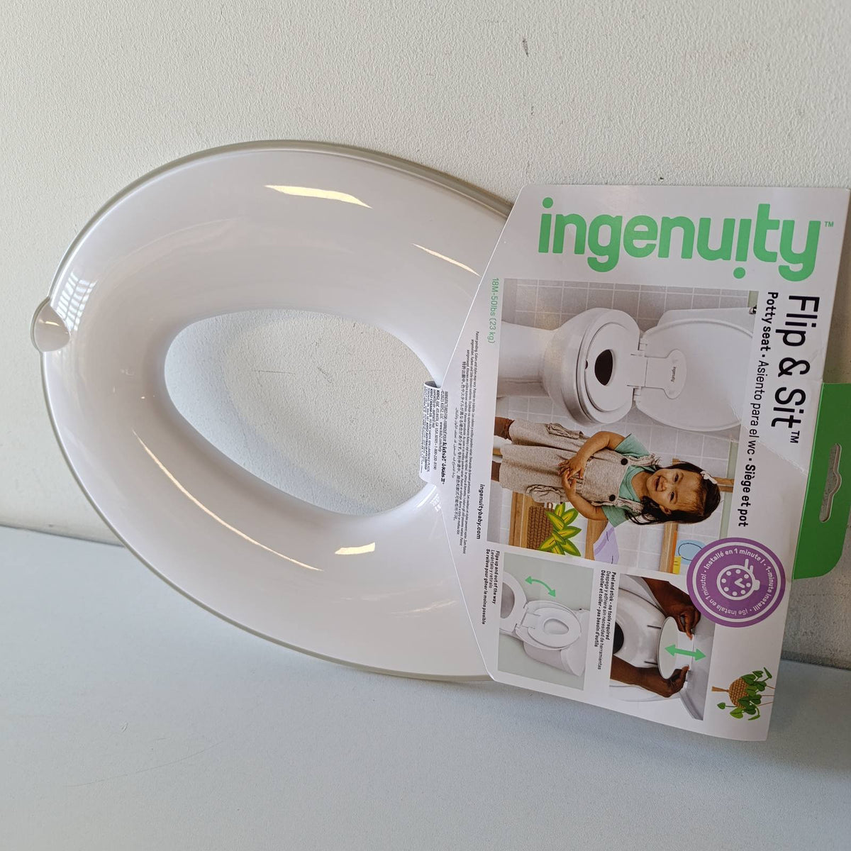 290349 - INGENUITY - Vaskë për fëmijë Flip & Sit, me ndenjëse gjysmë të përhershme, instalim i lehtë, për moshën 18 muajsh+