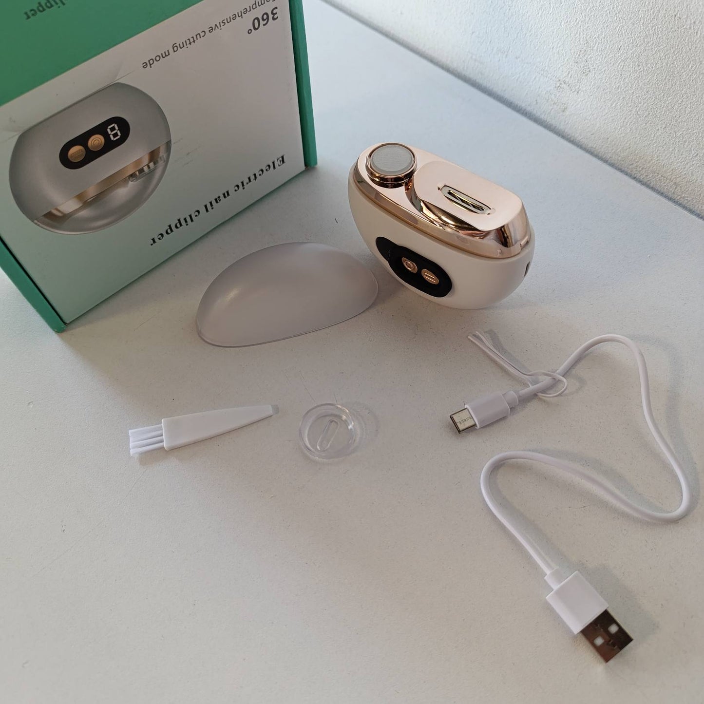 290214 - Prerëse Elektrike Thonjsh, Limë Elektrike Portative 3-në-1, me Dritë LED, 3 Shpejtësi, e Rikarikueshme me USB
