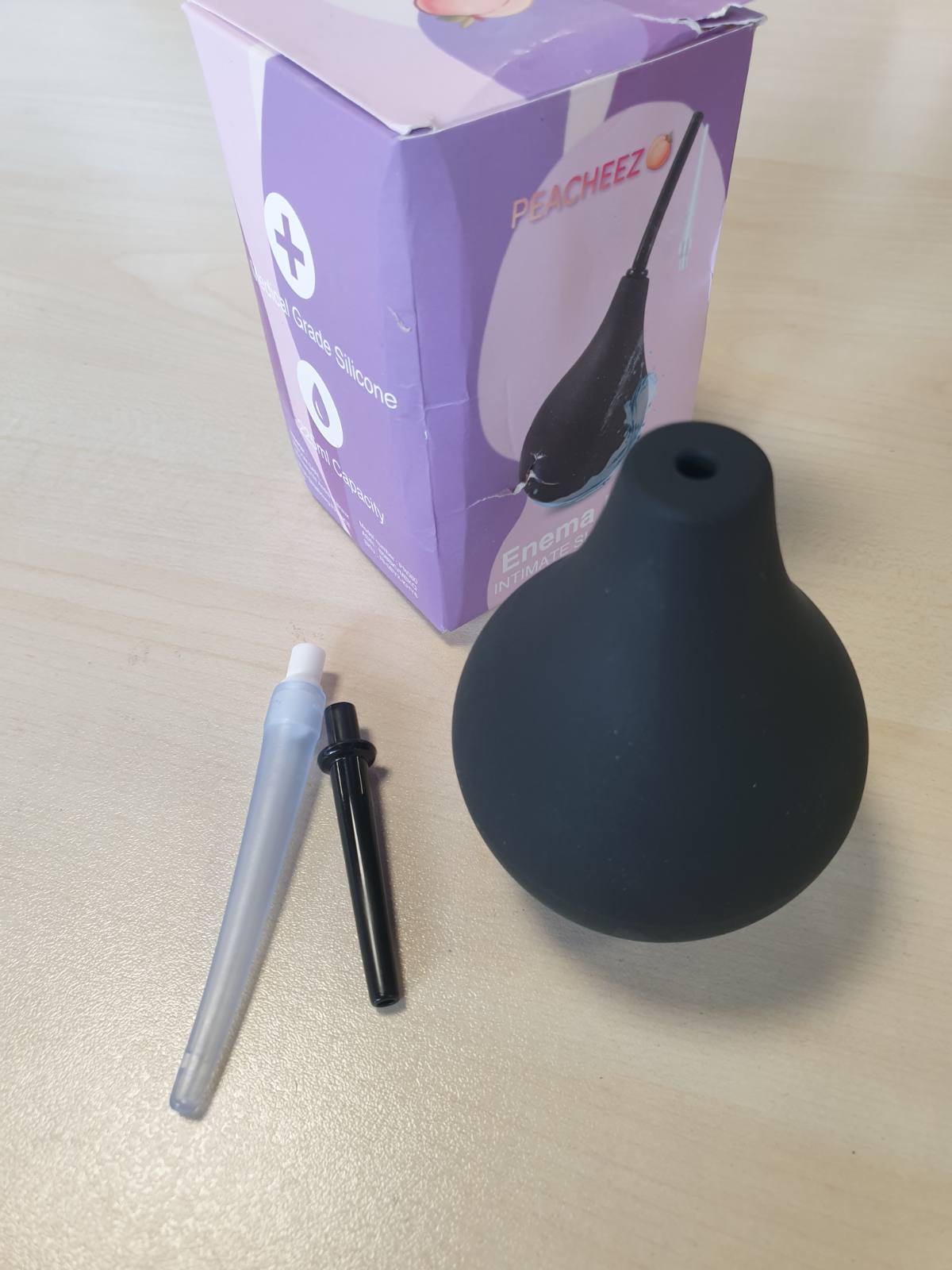 303952 - Klizmë - 225 ml me 2 gryka | Klizmë dhe dush anal për të rritur | Shiringë klizme e bërë nga silikoni i gradës mjekësore, pa BPA | Për pastrim të butë të zorrëve dhe pastrim higjienik