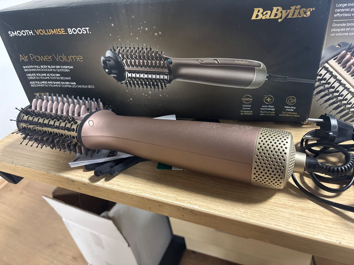 296587 - BaByliss Air Power Volume AS95E, Furçë me ajër të nxehtë 2-në-1, 3 cilësime temperature, Teknologji Jonike, Veshje Qeramike