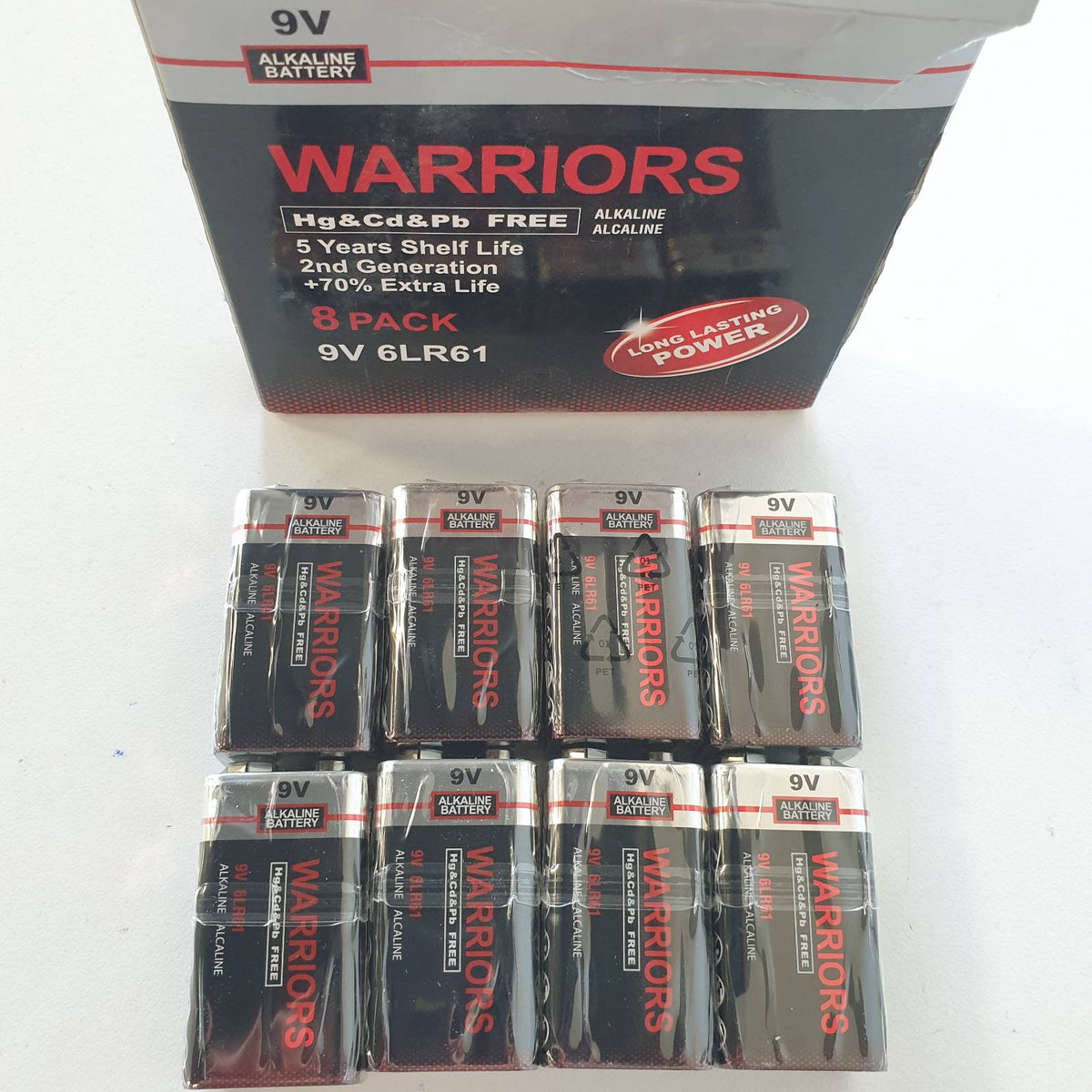 310479 - WARRIORS Bateritë alkaline 8X 9V 6LR61, jetëgjatësi të madhe