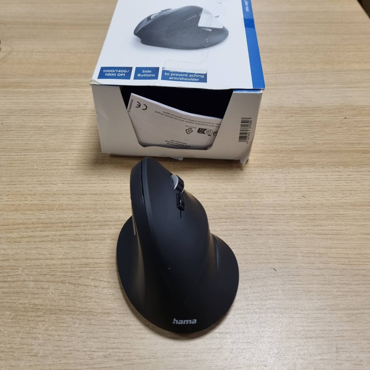 310122 - HAMA Maus pa tel ergonomik, Maus vertikal, Sensor optik 1000/1400/1800dpi, i zi, 00182699