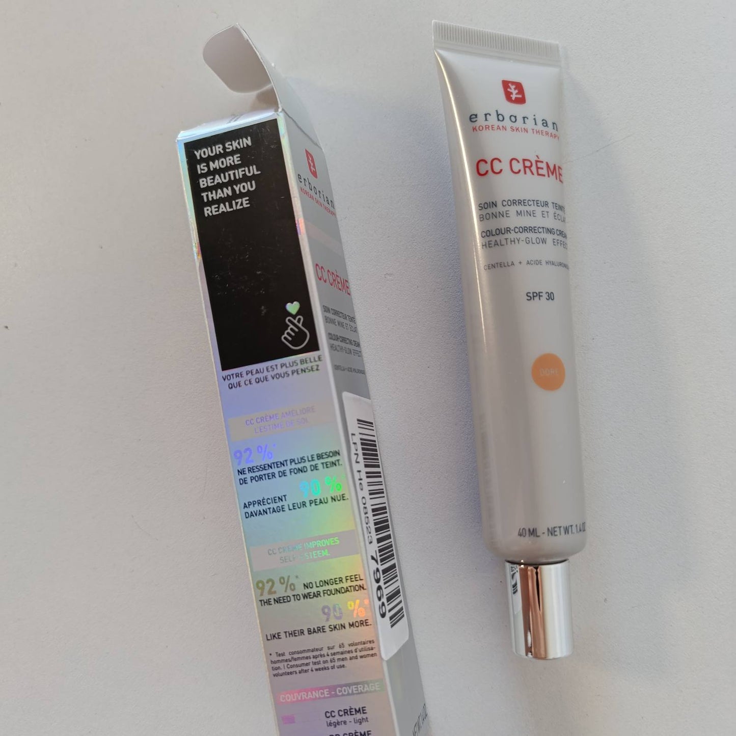 289651 - ERBORIAN Krem CC me Centella Asiatica, Krem dhe Grim për Fytyrën, Mbrojtje nga Dielli SPF 30, Kozmetikë Koreane, 40 ml