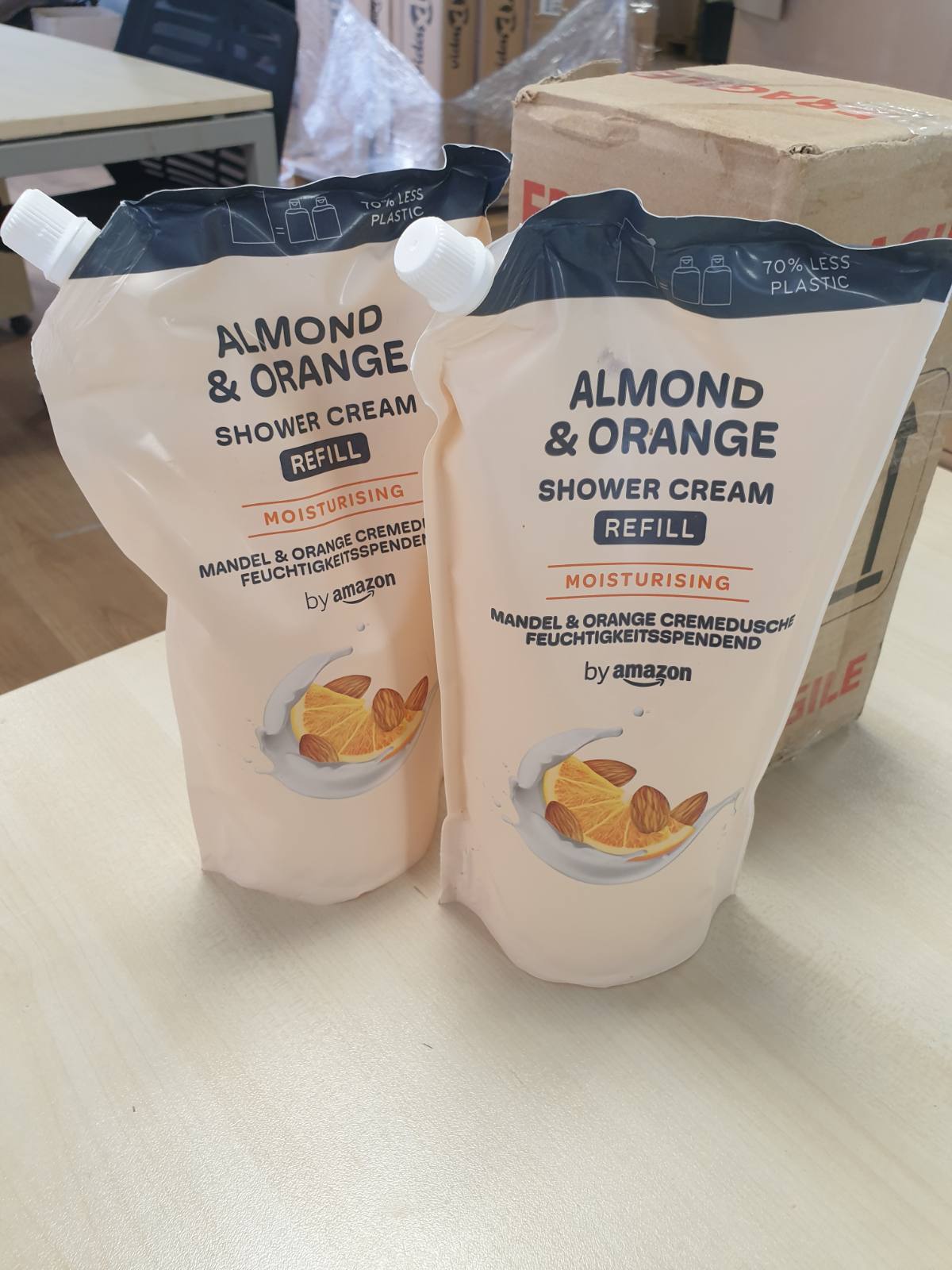 290534 - AMAZON - Paketim Mbushës Xheli Dushi me Bajame dhe Portokall - 2 x 1000 ml