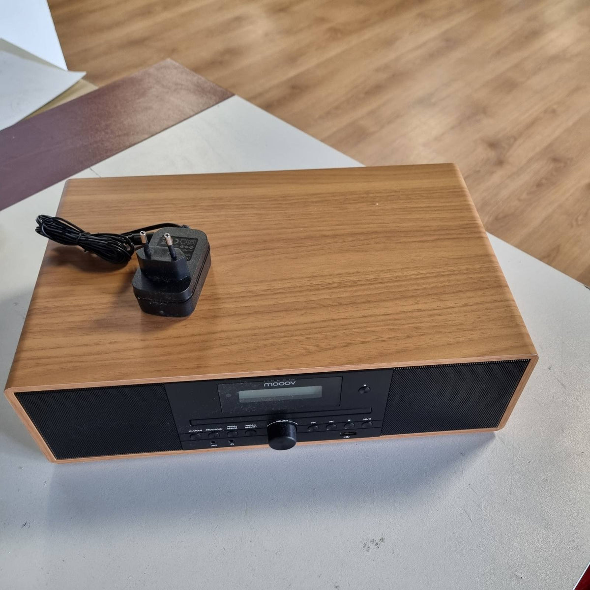 309551 - MOOOV 477380 - Sistem Mikro HiFi Bluetooth, Akordues radio FM, CD player, USB me telekomandë, sistem mini stereo me efekt druri