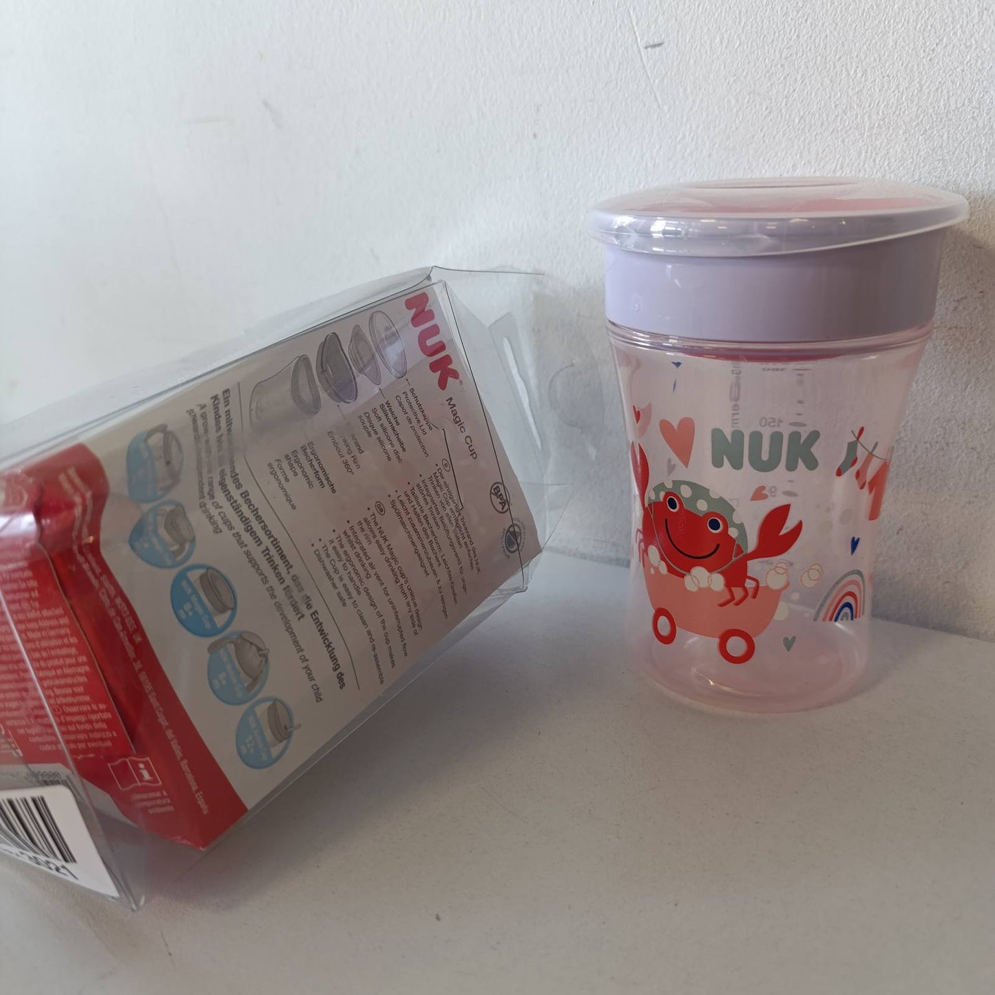 275744 - NUK Kupa Magjike | 230 ml | Rrip 360° i papërshkueshëm nga derdhjet | 8+ Muaj | Pa BPA | E kuqe