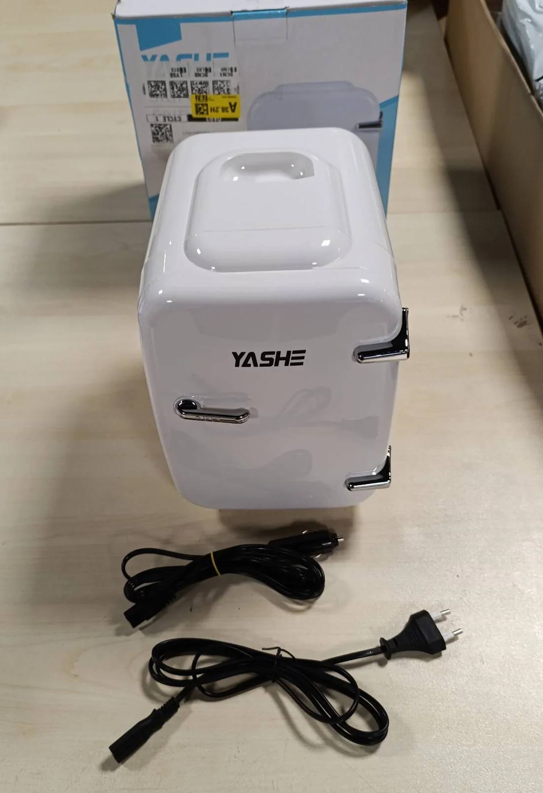 288554 - YASHE Mini Frigorifer 4L/6 Kanaçe, 220V AC/12V DC, Frigorifer Termoelektrik për Ngrohje/Ftohje, i Bardhë