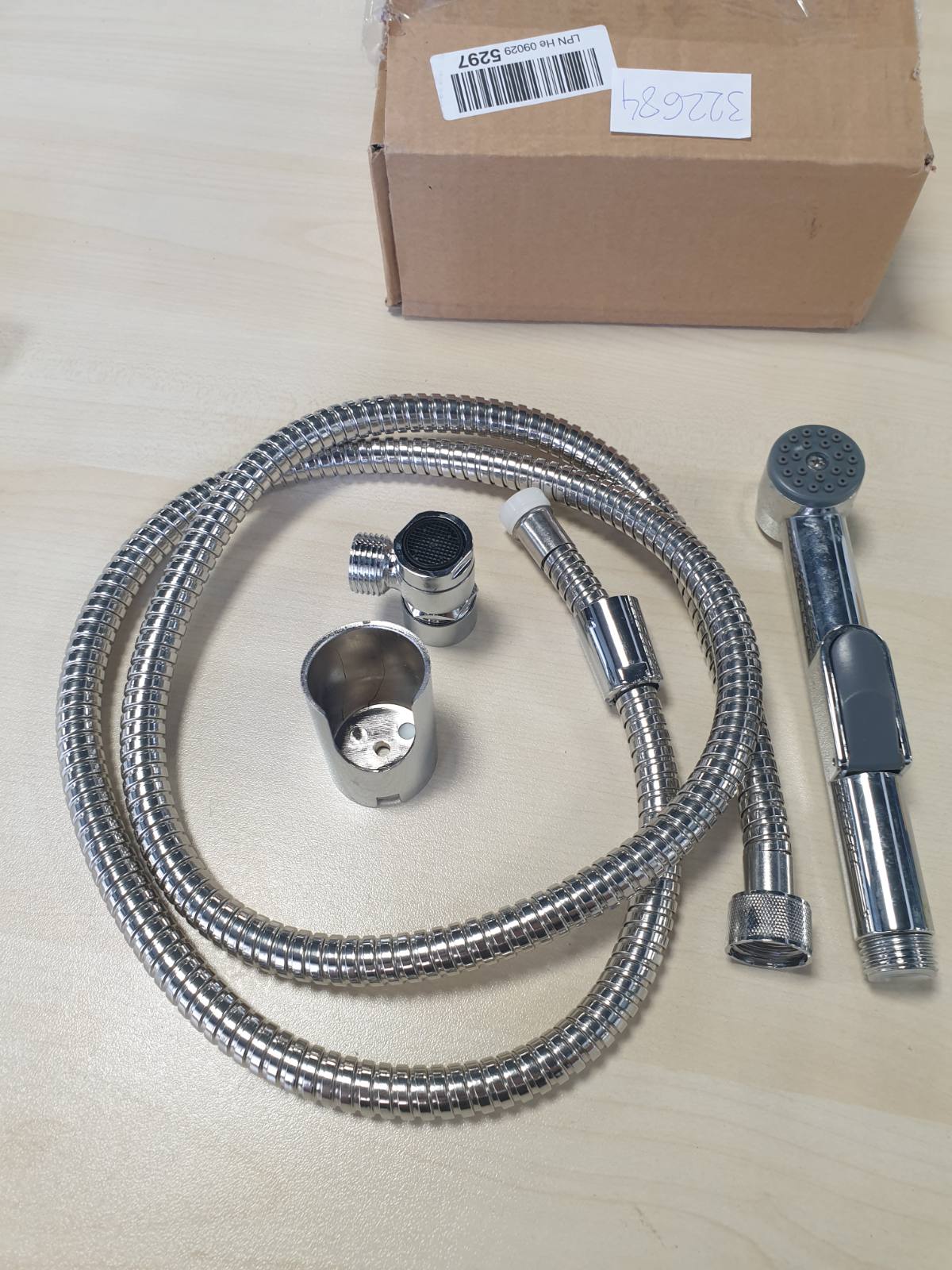 322684 - EISL - Kokë Dushi Lavamani DX25, Dush Dore për Kuzhinë, Banjo, Lavanderi ose Punishte, Set me Tub (150 mm) dhe Adaptor, Krom