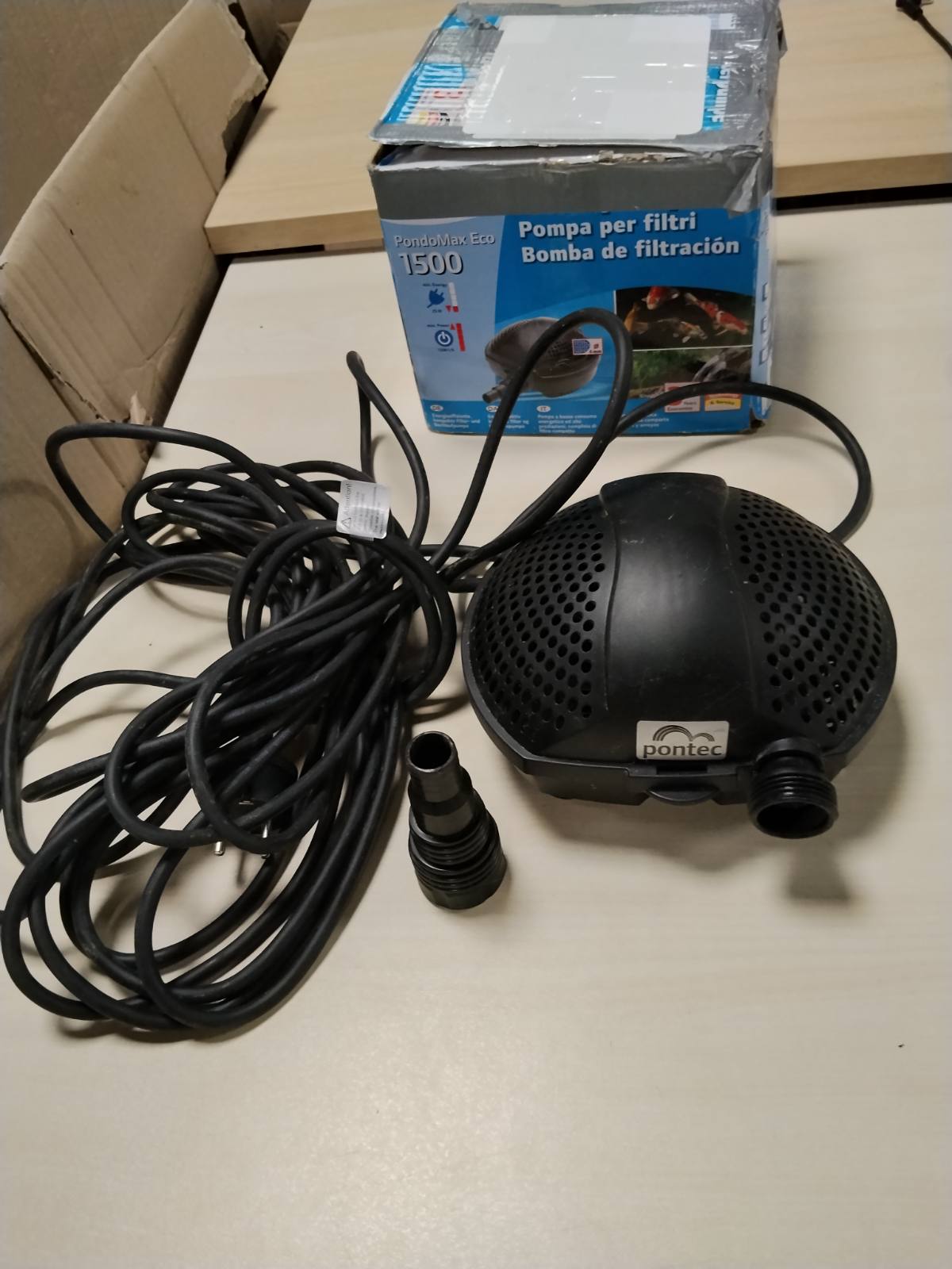 312638 - PONTEC Pompë Filtri PondoMax (Eco 1500) për Pellgje, Ujëvara dhe Sisteme Filtri, Pompë Pellgjesh e Jashtme, Kabllo 10 m, Gri e Errët, Kapacitet 1500 L/h