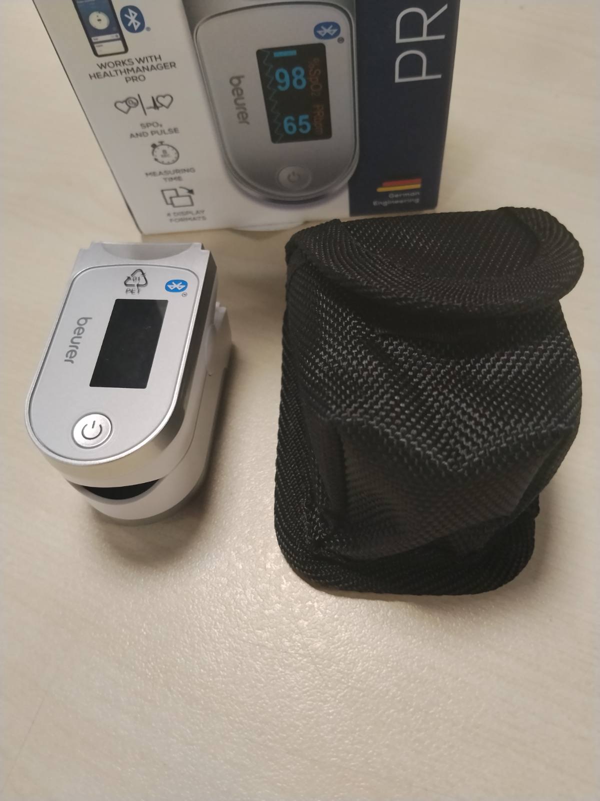 305846 - BEURER Oksimetri i pulsit PO 60 me Bluetooth, mat ngopjen arteriale të oksigjenit në gjak