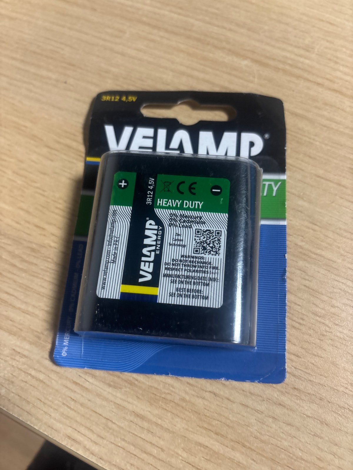 277297 - Bateri e sheshtë Velamp 3R12/1BP 3R12, 4.5V, me teknologji Zinc-Carbon, ideale për kuti dhe eksperimente, ngjyrë e gjelbër.