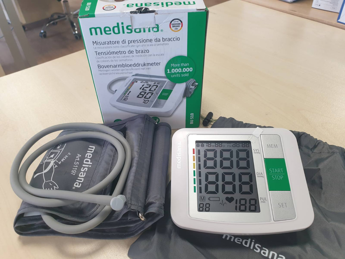 289774 - MEDISANA Aparat monitorues i tensionit të gjakut BU 510, për krahun e sipërm, monitorues i tensionit të gjakut dhe pulsit.