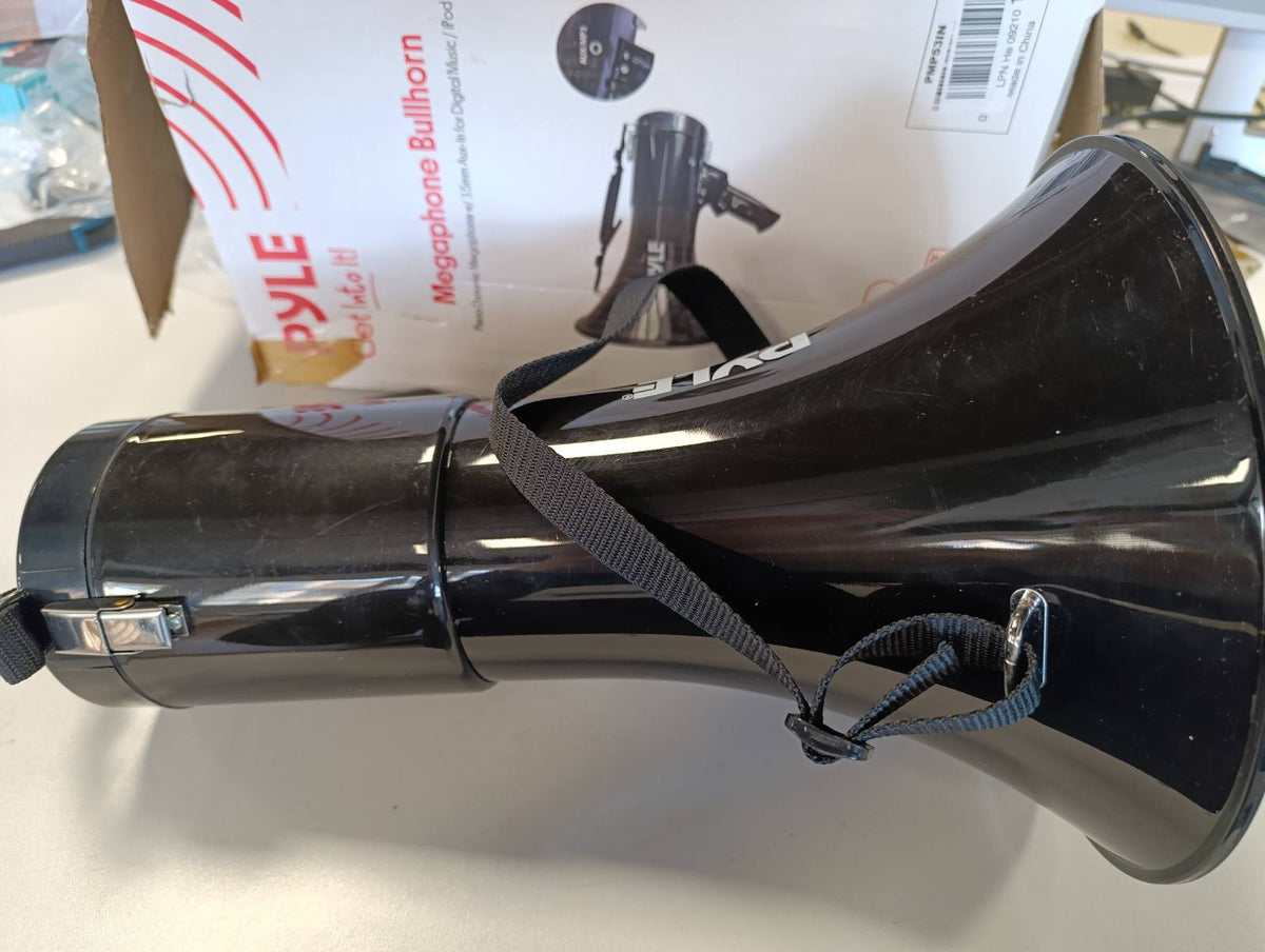 309842 - PYLE Altoparlant megafoni Bullhorn PA, Sirenë e integruar 50 vat, kontroll i rregullueshëm i volumit