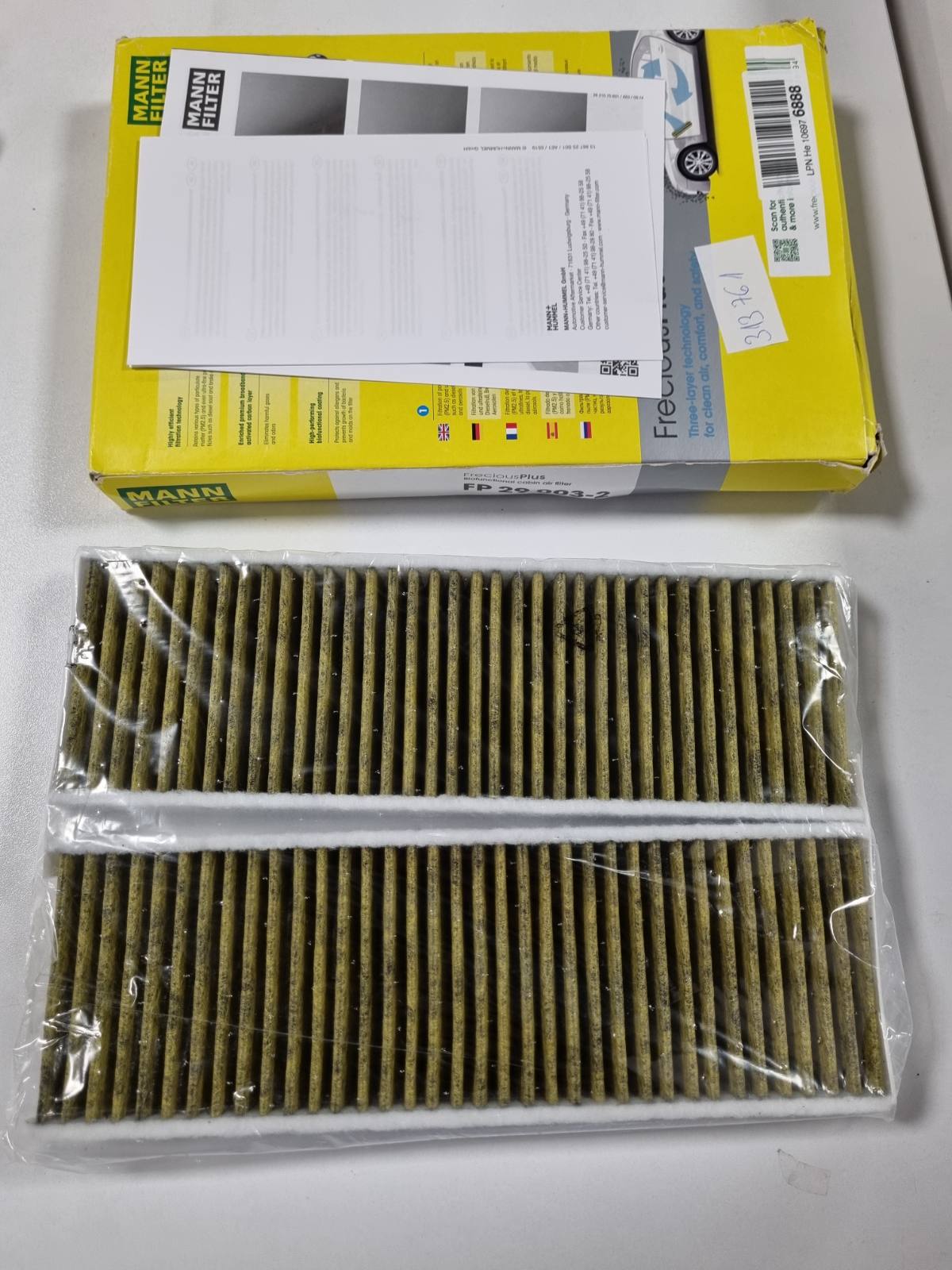 313761 - MANN-FILTER FP 29 003-2 Filtri i ajrit të kabinës - Set prej 2 copësh, biofunksional i polenit FreciousPlus