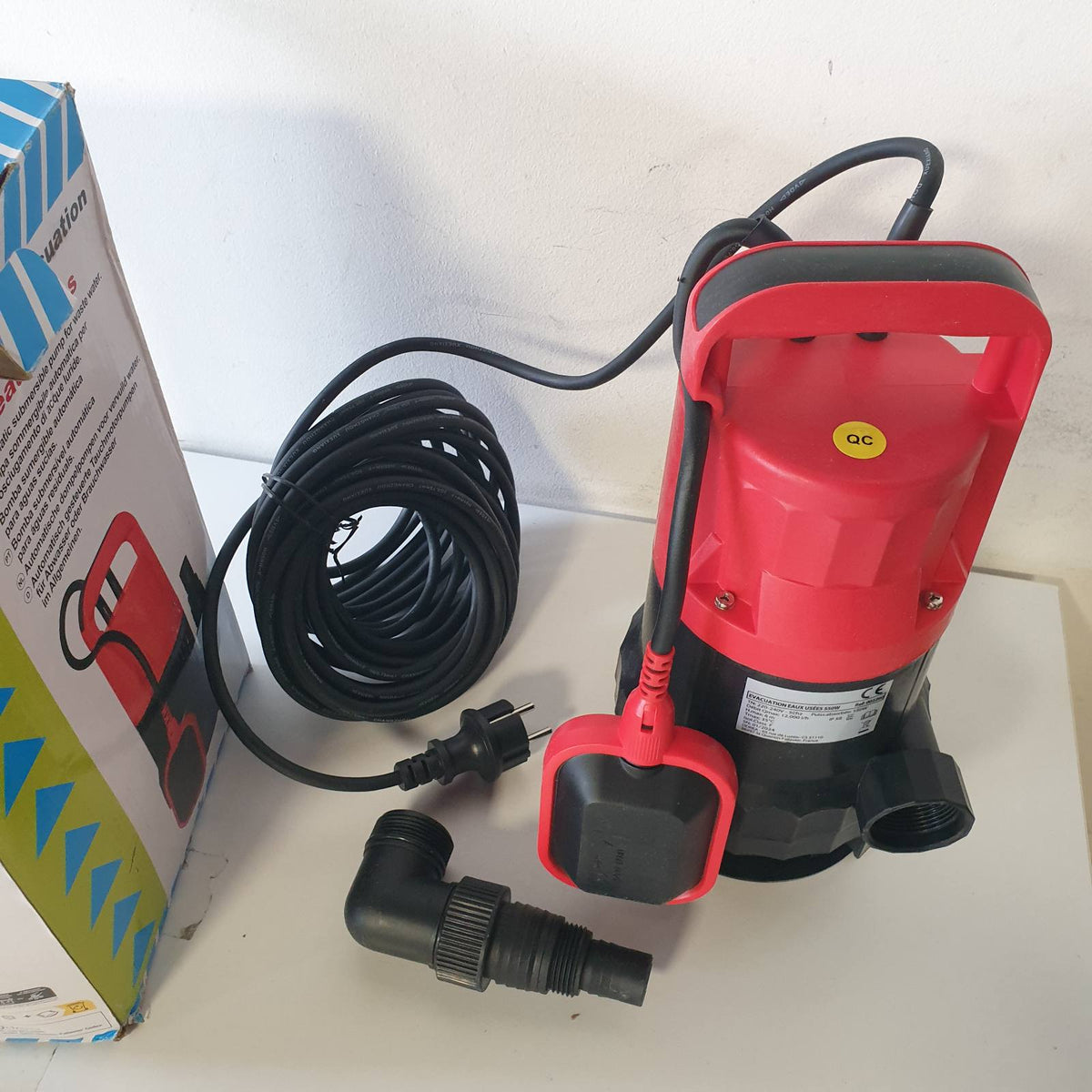 312713 - SPID'O Pompë zhytëse ECOP 115 për ujë të ndotur, 550 W, kapacitet 12 m³/orë, ngjyrë e kuqe kompozite