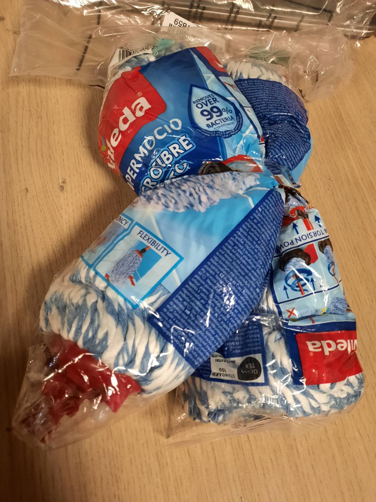 186513 - VILEDA Mbushëse për Mop Supermocio, Micro dhe Pambuk, e Bardhë, 18x10x37cm, Pako me 2 Copë