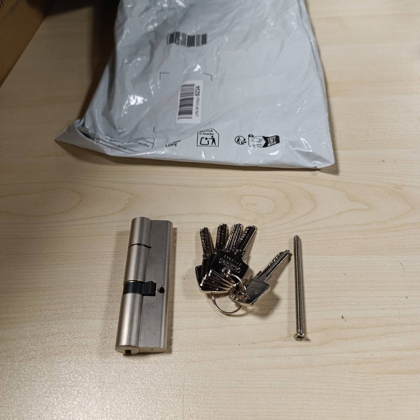 292507 - ABUS D6XNP 40/60 - Cilindër profili me 5 çelësa dhe kartë kodi, kyç dere për siguri, cilindër i dyfishtë me funksion emergjence