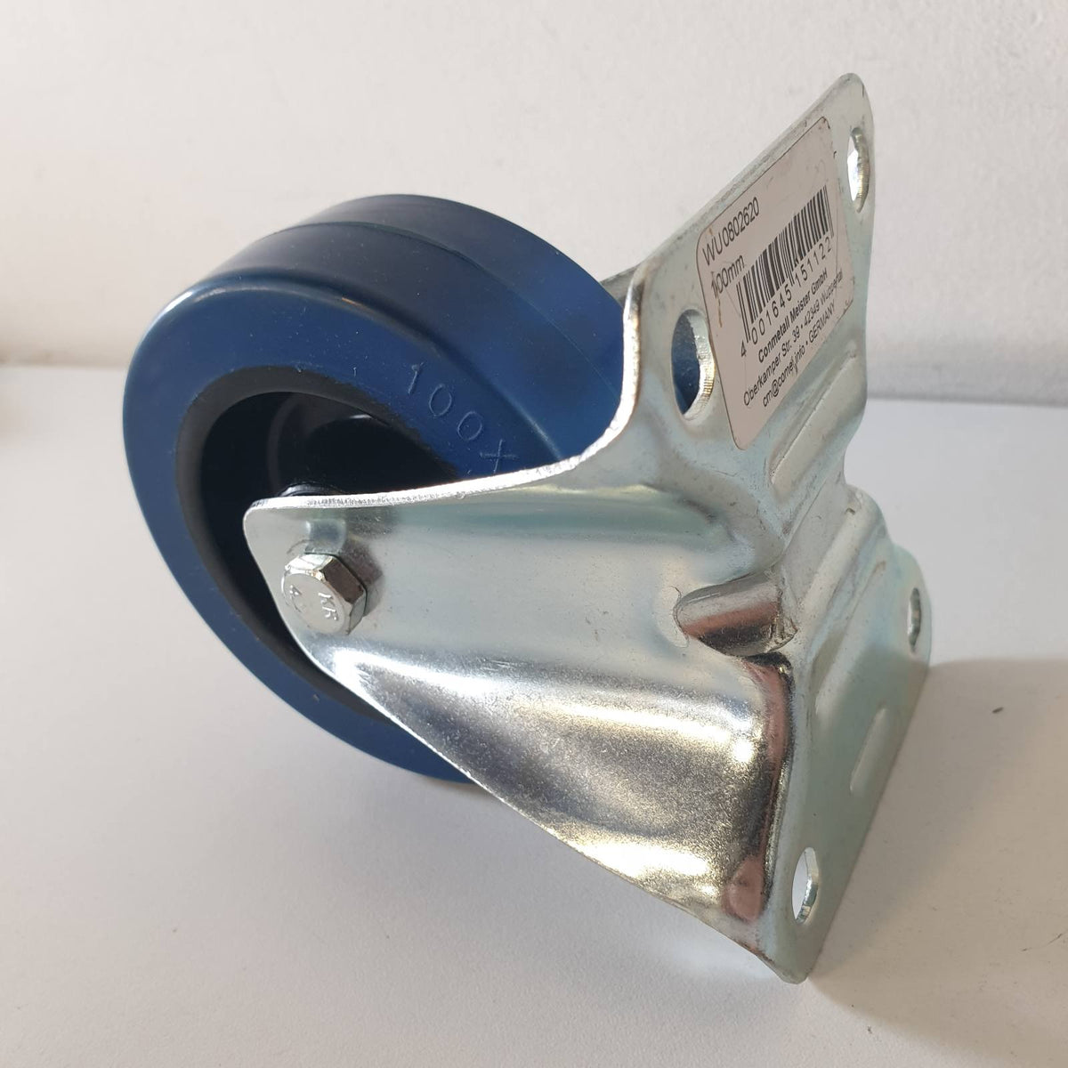 314795 - METAFRANC 802620 Rrota fikse Ø 100 mm, Pllakë 105 x 80 mm, Rrotë elastike prej gome të fortë, Ngarkesa maksimale: 150 kg/Rrota