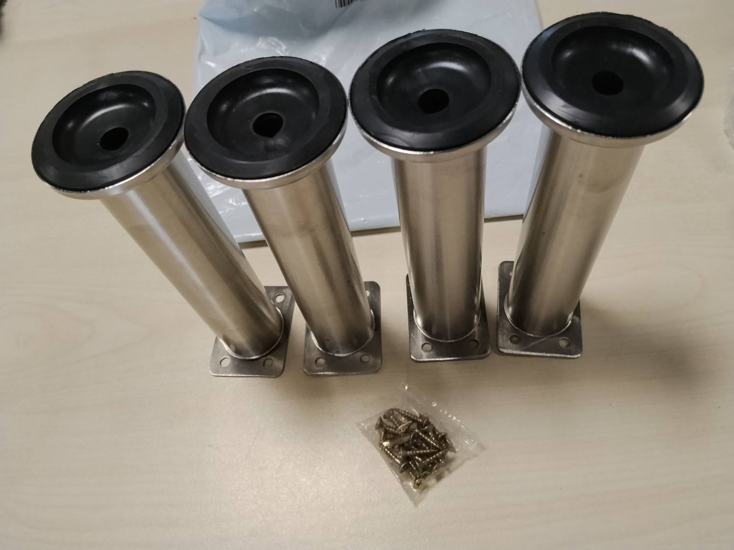 288945 - Set me 4 këmbë mobiljesh prej çeliku inox të rregullueshme, këmbë tavoline, këmbë krevati, këmbë mobiljesh banjoje, këmbë mobiljesh për mbajtëse televizori, divan, karrige, banjo (18-30CM)