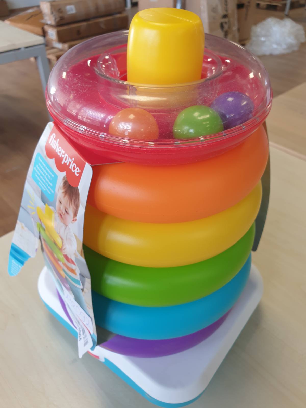 298092 - FISHER-PRICE GJW15 Piramidë Gjigande me Unaza me Ngjyra, Lodër për Foshnje dhe Fëmijë të Vegjël