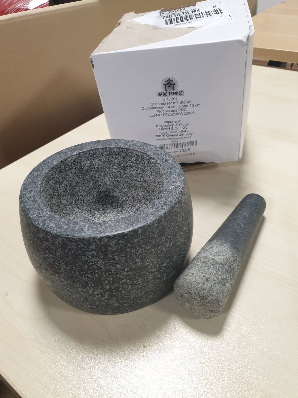185536 - TEMPULLI I JADE - Llaç dhe Murator Guri, Granit i Fortë, Madhësia 14cm në Diametër dhe 10cm i Lartë