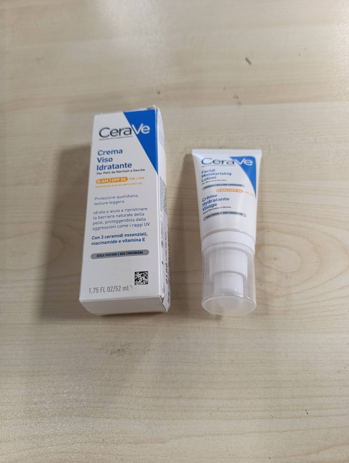 272045 - CERAVE KREM HIDRATUES PËR FYTYRËN SPF 50, PËR LËKURË NORMALE DERI TË THATË, 52 ml