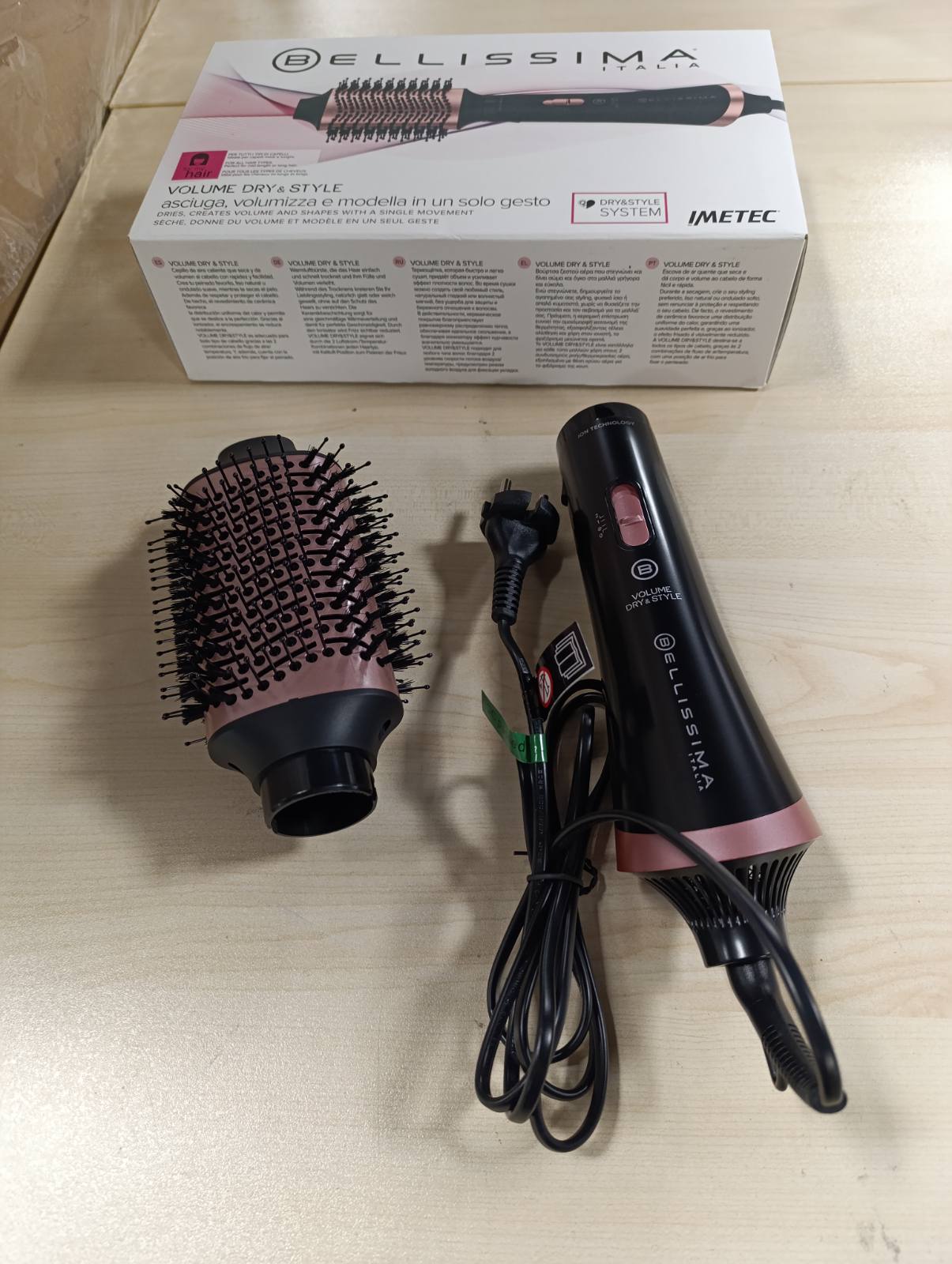 271292 - BELLISSIMA Furçë Ajri Volum Dry&Style Volumizuese, 1000 W, jonizues dhe qeramikë për flokë të mbrojtur, ideale për flokë të gjatë deri në të mesëm