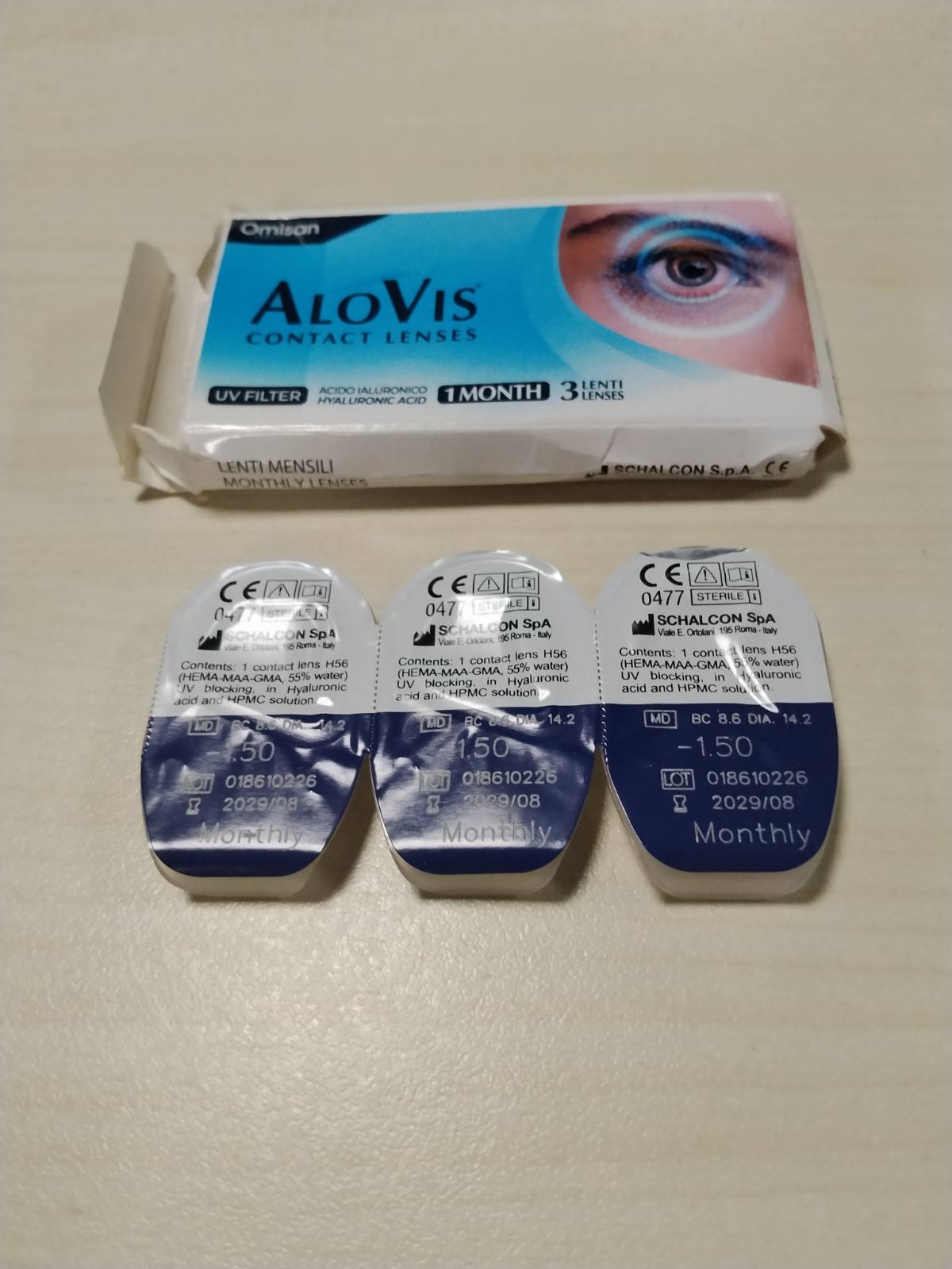 306473 - ALOVIS Lente Kontakti, 3 Lente Kontakti Mujore për Korrigjimin e Miopisë -1.50