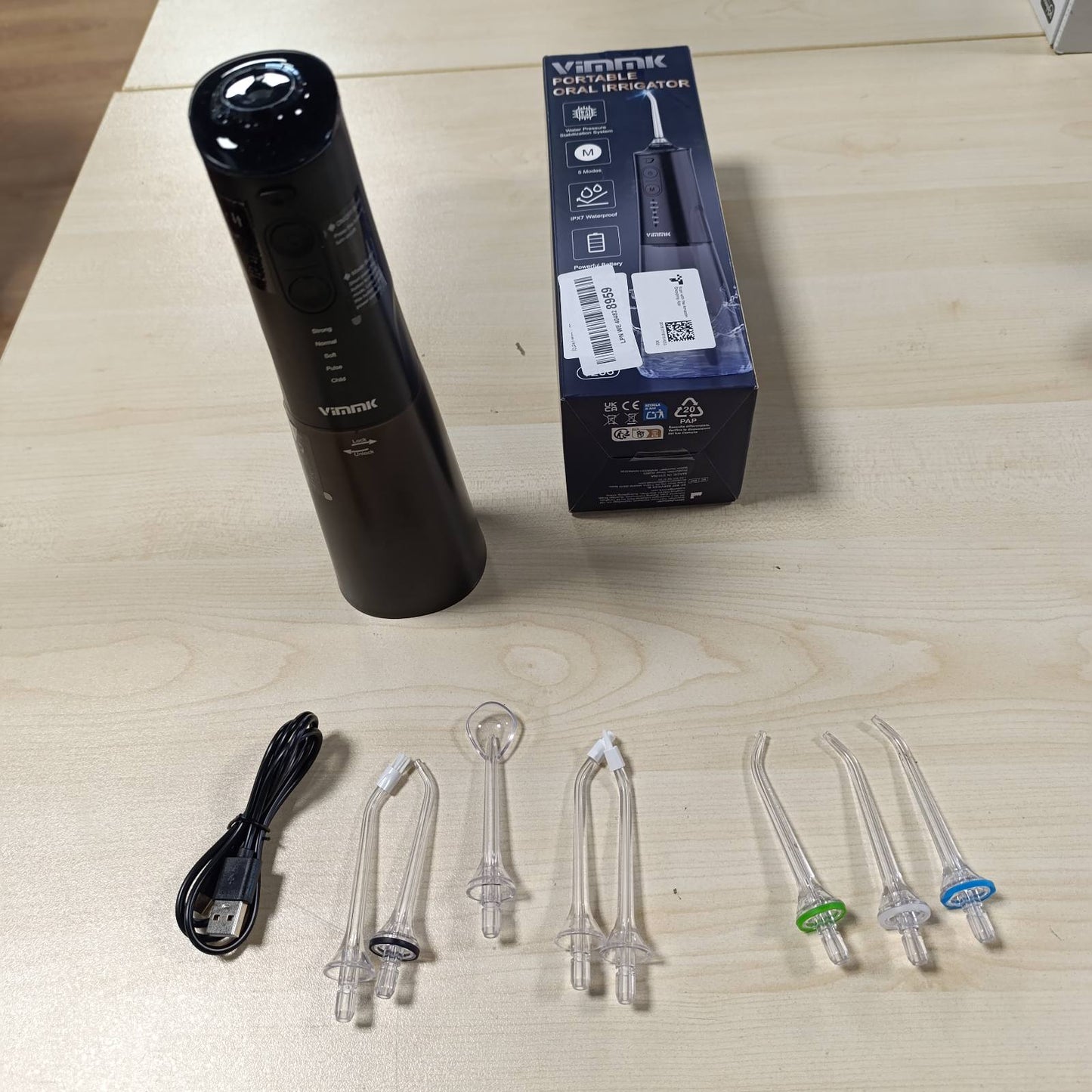271519 - Vimmk Ujitës Oral pa Tel, Pastrues Uji i Rikarikueshëm IPX7, i rezistent ndaj ujit, për shtëpi dhe udhëtim (i Zi)