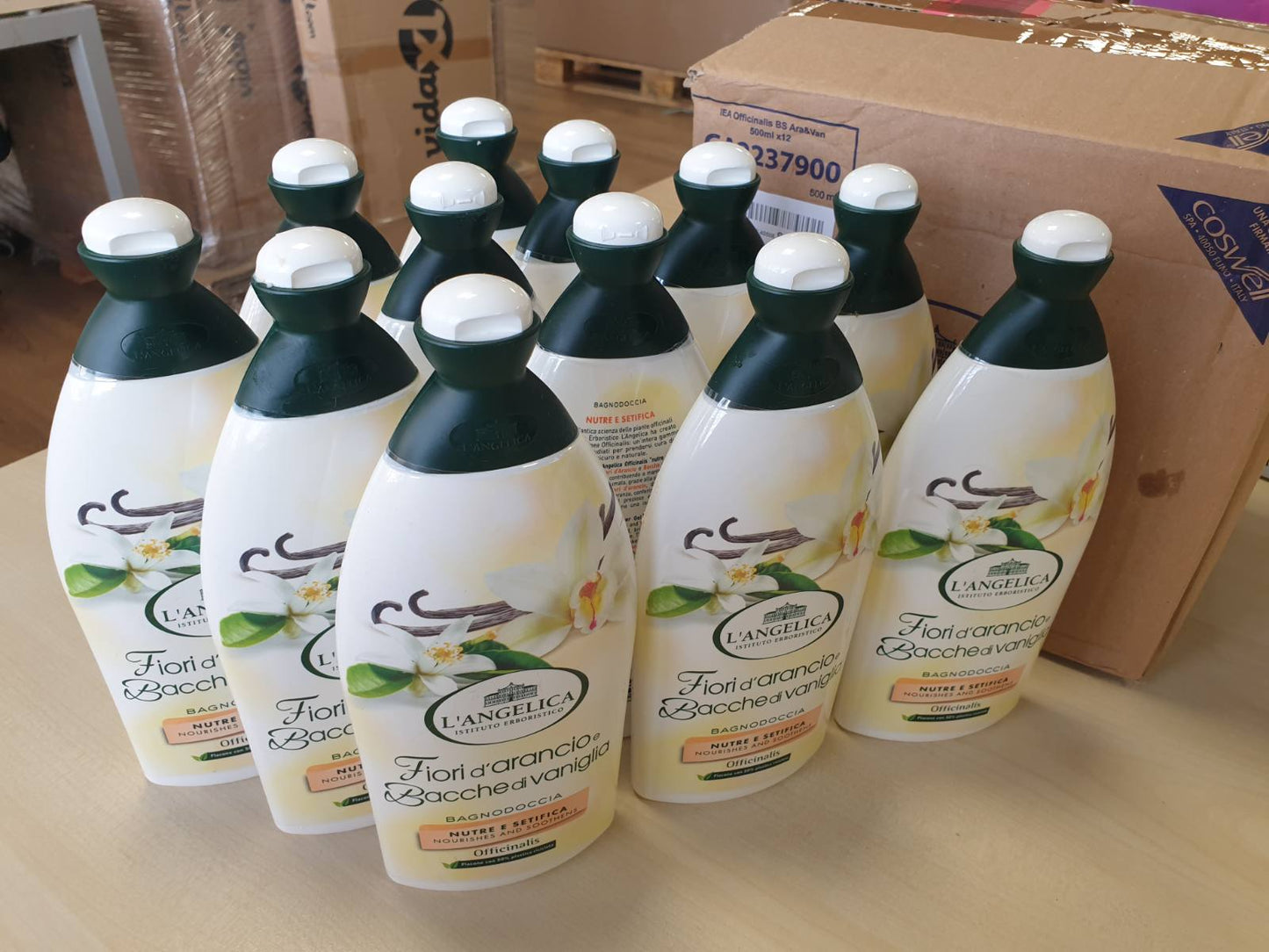 321319 - Angelica Officinalis Xhel Dushi me Lule Portokalli, 12x500ml, ushqen dhe zbut lëkurën, pa parabene, silikon dhe OMGJ