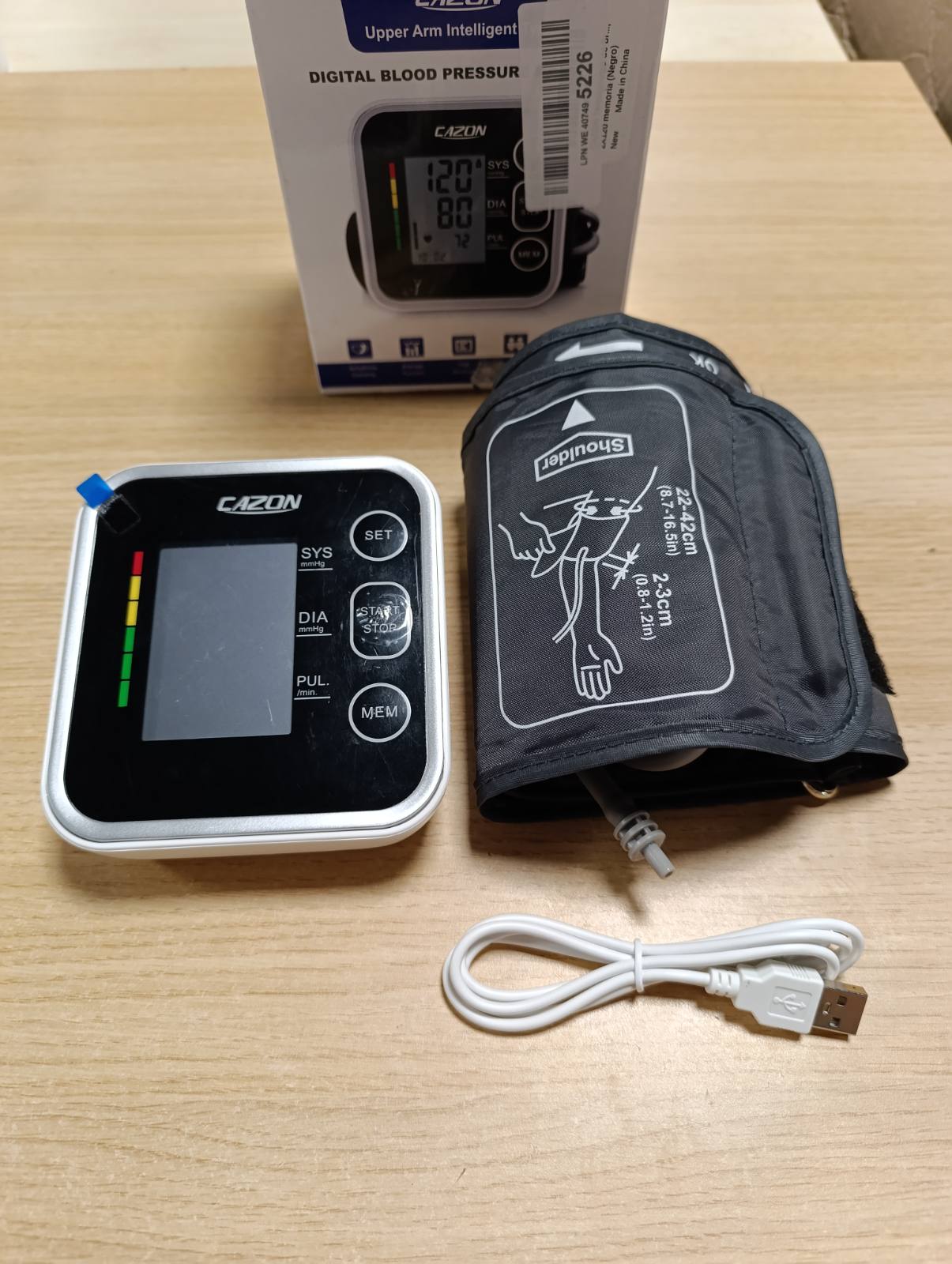 317061 - CAZON Monitorues i tensionit të gjakut për krahun, Detektor elektronik i rrahjeve të zemrës, Pranga 22-40 cm, 2 x 120 memorie