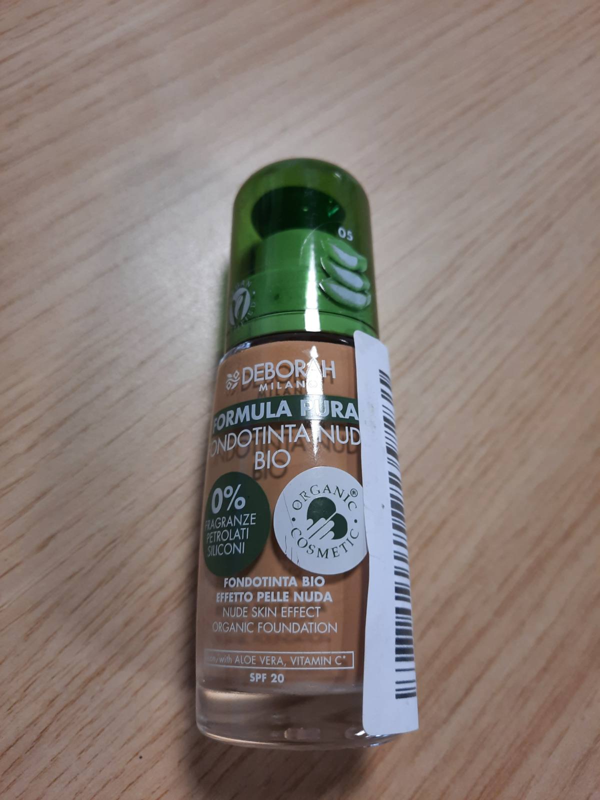 303347 - DEBORAH MILANO - Fondatinë Pure Formula Nude BIO, n.05 Bajame, me vitaminë C dhe Aloe Vera, SPF 20, Teksturë e lëngshme, 30 ml