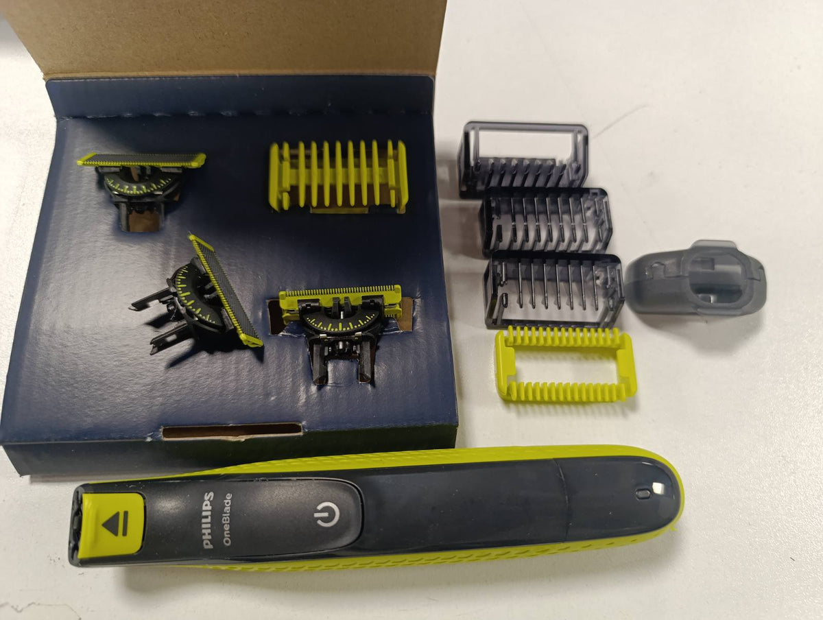 335964 - PHILIPS Prerës elektrik autentik për mjekër OneBlade 360, për fytyrën dhe trupin, makinë rroje dhe furçë, 3 tehe 360, 3 krehër mjekre (1, 3, 5 mm), 1 komplet trupi, QP2824/31