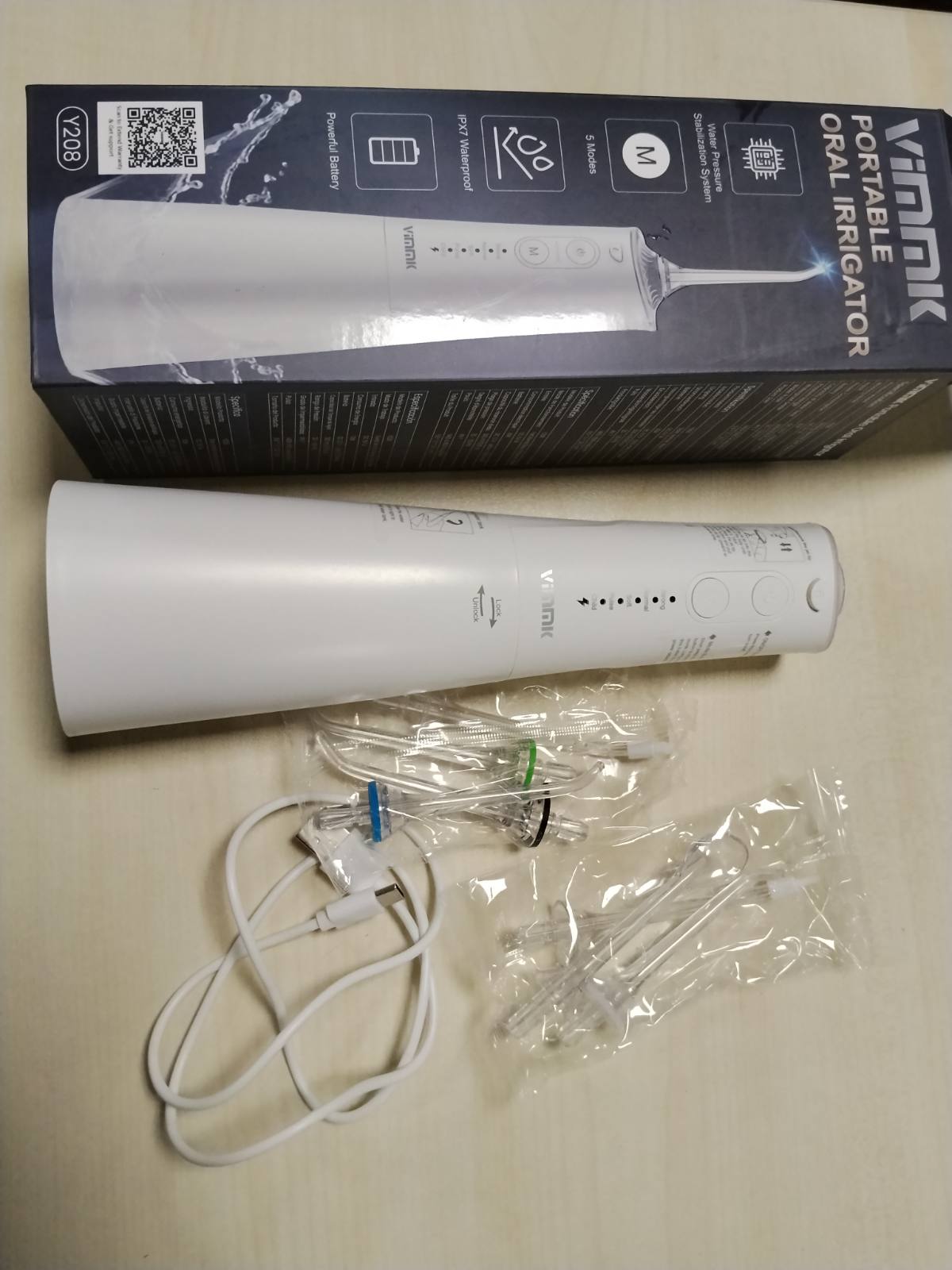 336325 - VIMMK Ujitës Oral pa Tel, pastrues uji i rikarikueshëm IPX7, i papërshkueshëm nga uji, për shtëpi dhe udhëtim (i bardhë)