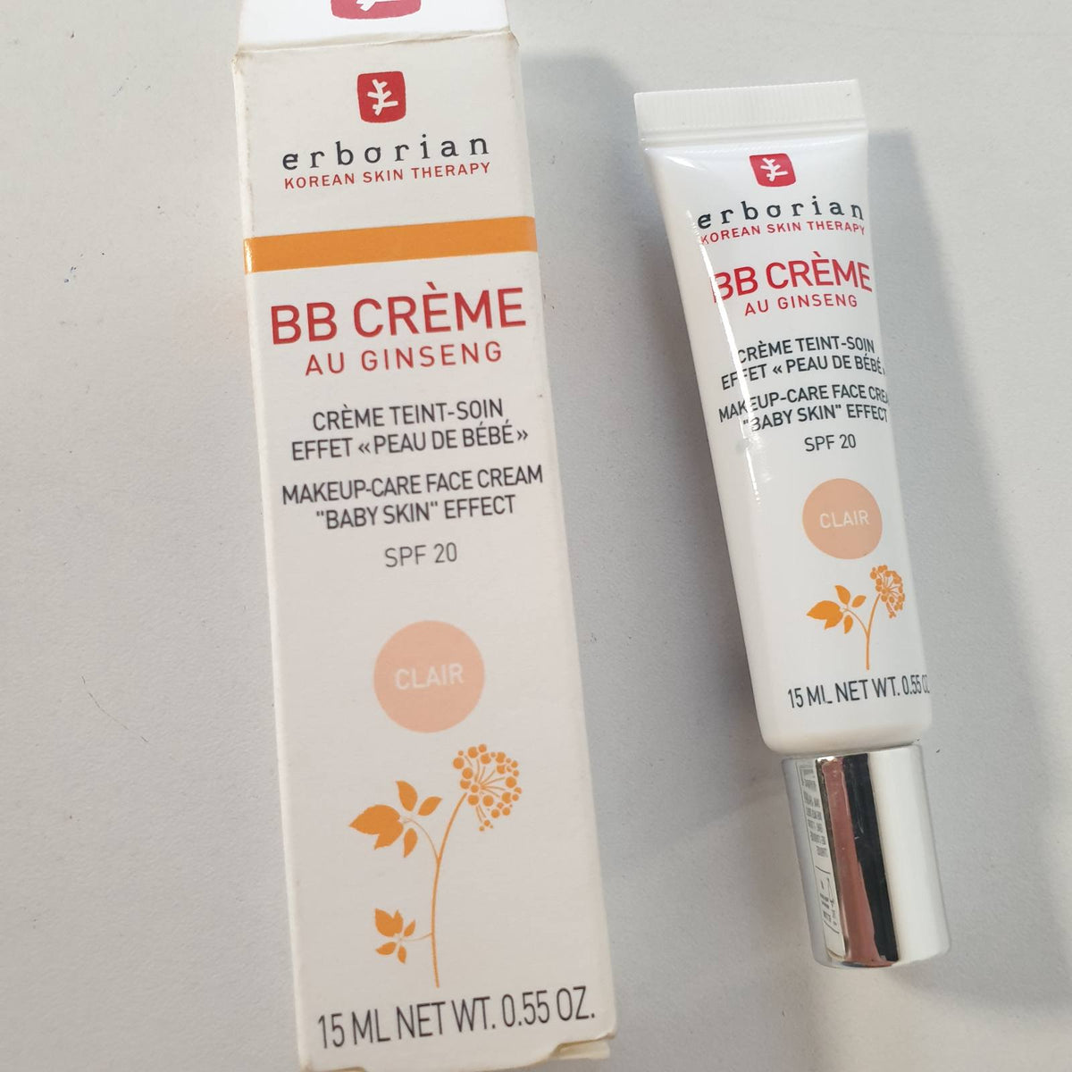 336443 - ERBORIAN - Krem BB me Xhensen, 5-në-1, SPF 20, Kozmetikë Koreane, Clair, 15 ml