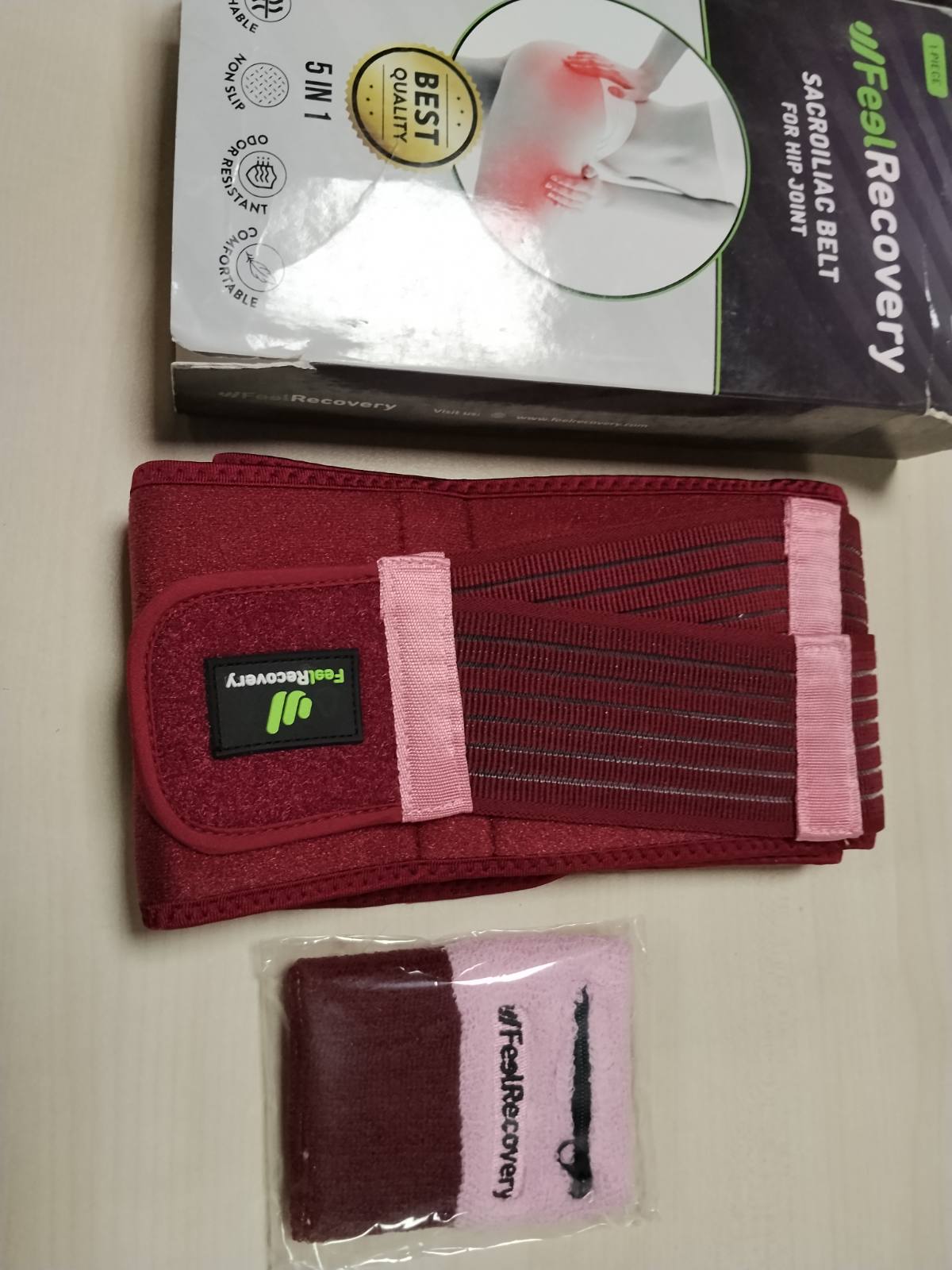 336281 - Rrip Sakroiliak SI për Gra dhe Burra, Neopren, i Rregullueshëm dhe i Frymëmarrshëm (S/M, Bordo)