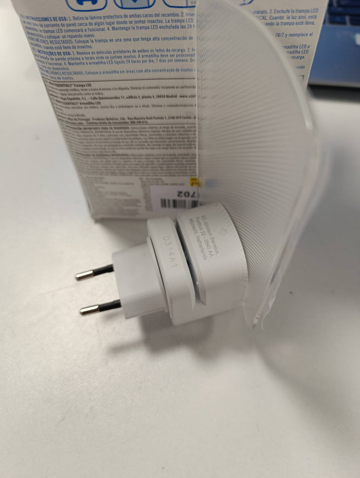 312148 - RAID ESSENTIALS Kurth LED për mizat e frutave dhe tenjat, Pa insekticide, i sigurt për të gjithë familjen, pa erë dhe pa mbetje, për përdorim të brendshëm, 1 pajisje dhe 1 mbushje