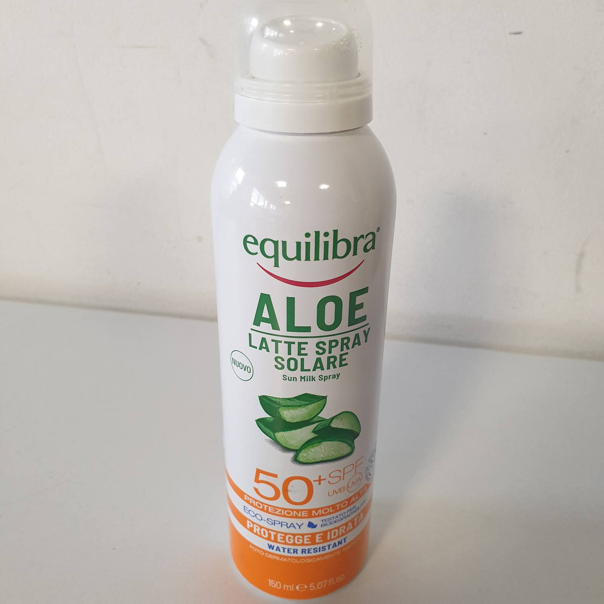 312088 - EQUILIBRA Solari, Sprej me Qumësht Aloe Vera Solar SPF 50+, 150 ml, me Aloe Vera, Vaj Kokosi, Vaj Argani dhe Vitaminë E, Rezistent ndaj Ujit