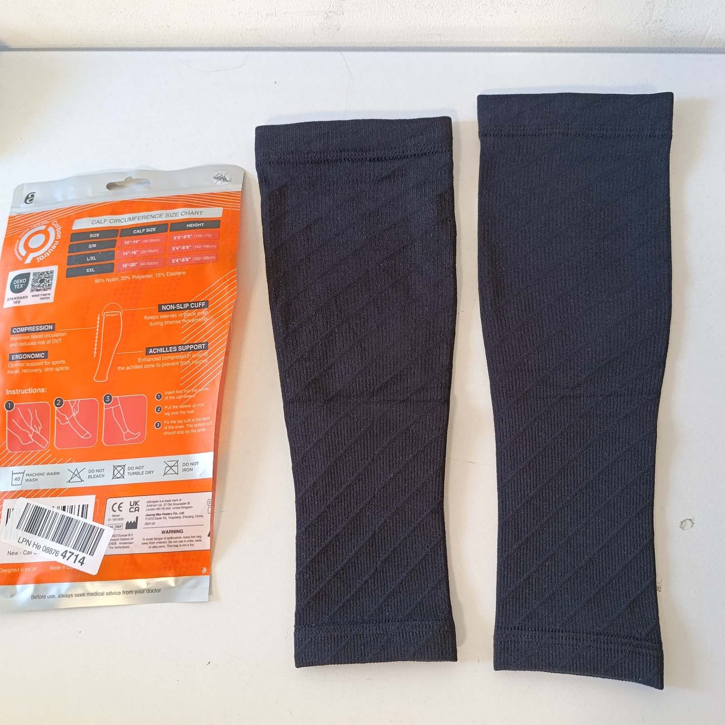 275696 - AZENGEAR Mbështetëse për pulpën me fibra muskulore për lehtësimin e lotëve për burra dhe gra, çorape kompresuese për pulpën pa këmbë për muskuj dhe dhimbje kockash, sportive (e zezë L/XL)