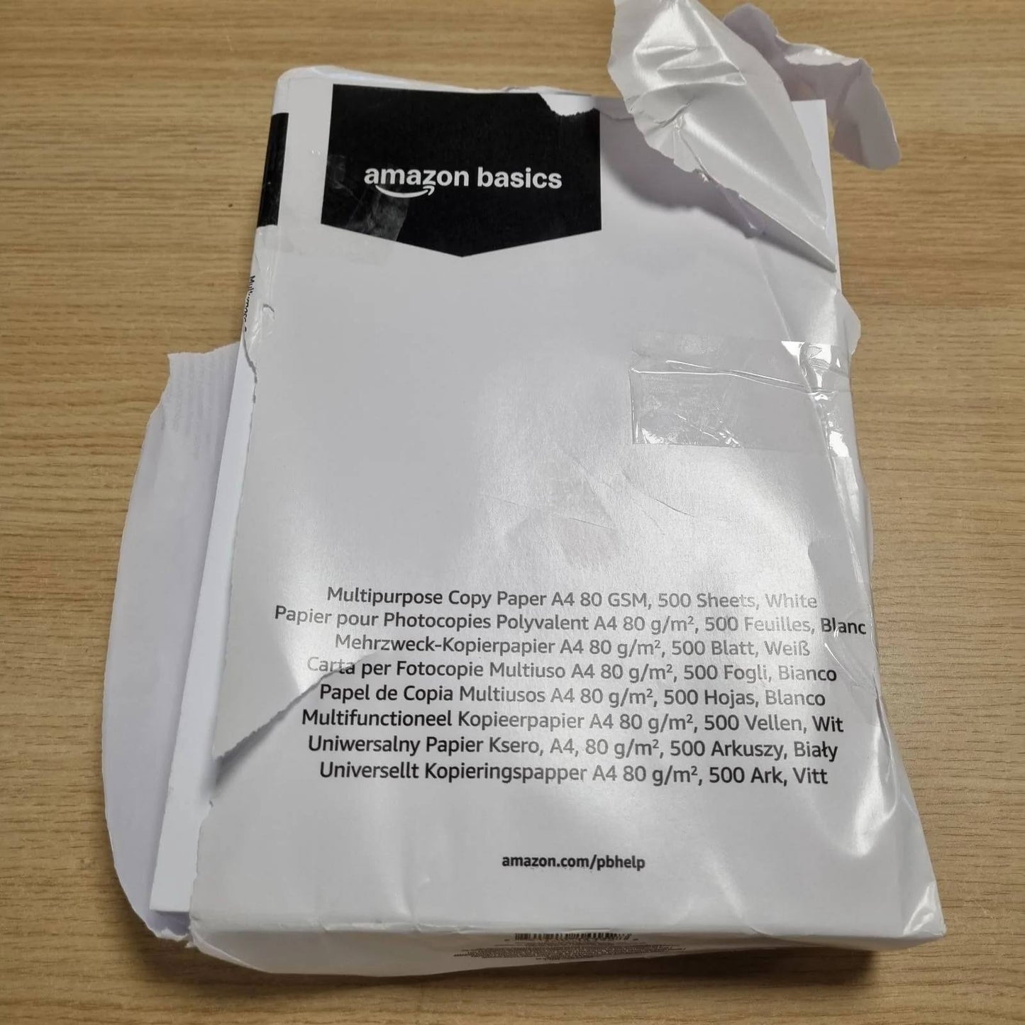 158809 - Letër për Printer Kopjimi Shumëfunksional Amazon Basics, A4 80gsm, 1 Pako, 500 copë, e Bardhë