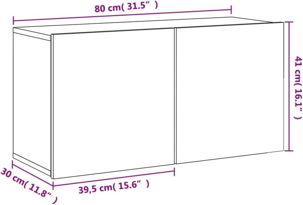 334435 - Dollap TV muri i bardhë 80x30x41 cm